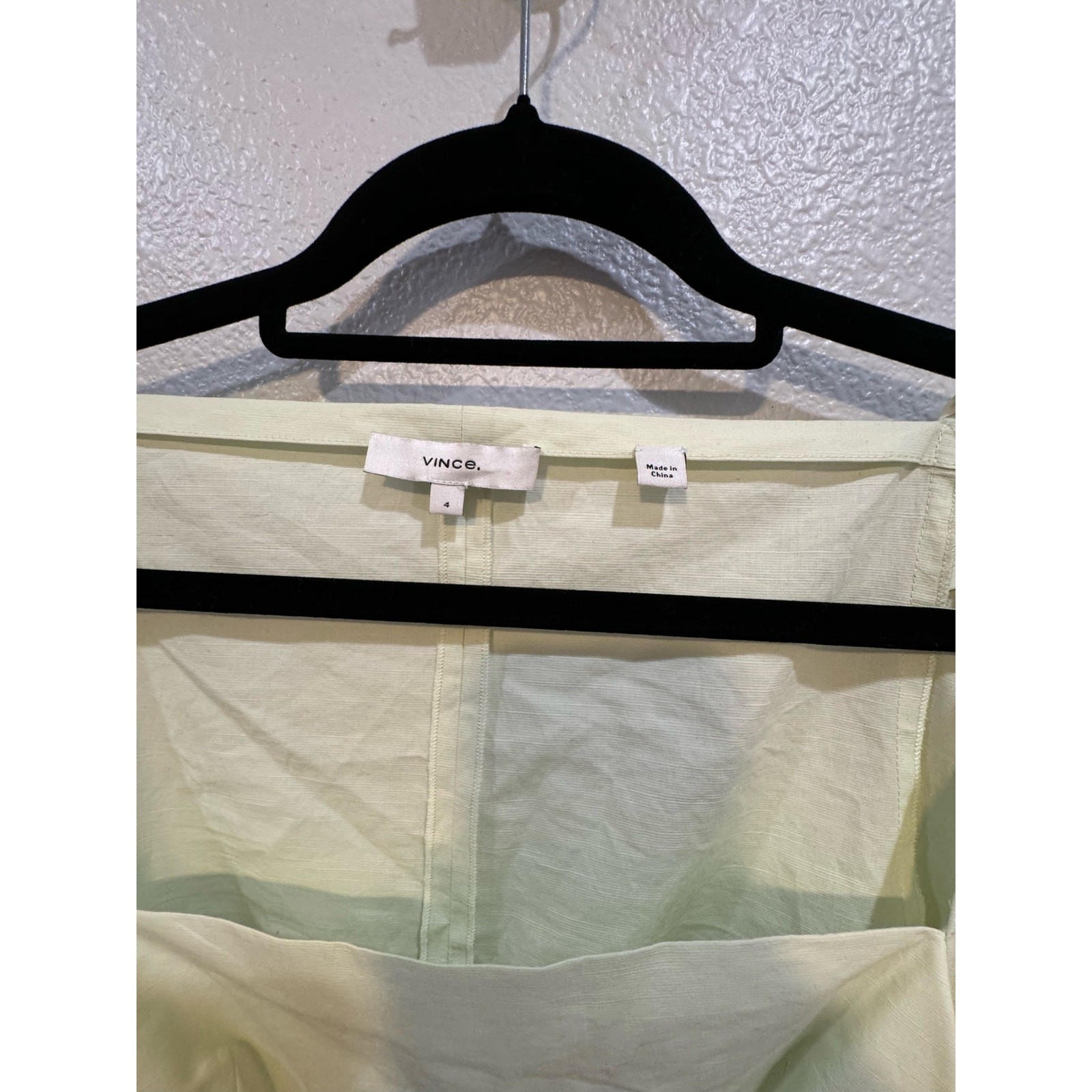 NWOT VINCE $295 Draped Square Neck Top Pale Green 3/4 Sleeves Size 4