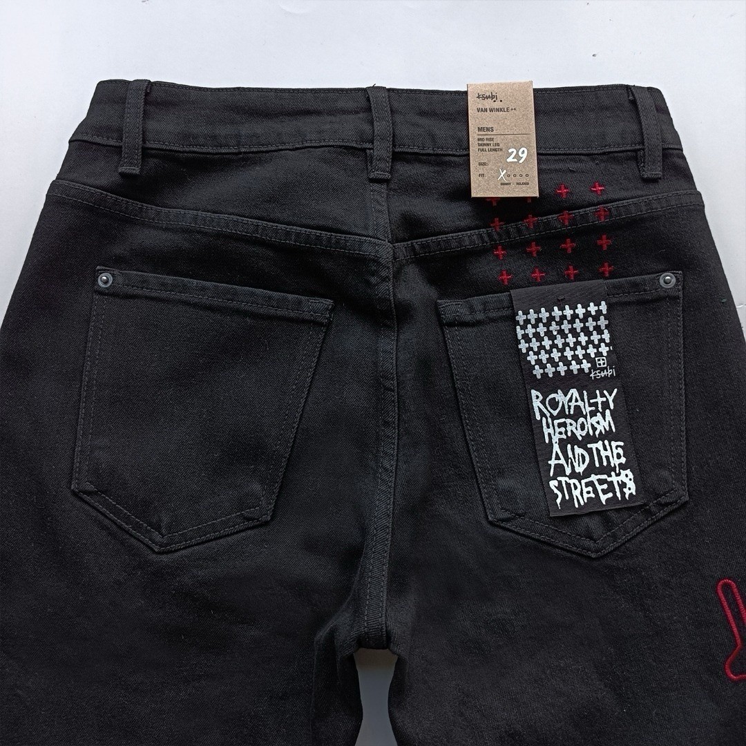 KSUBI Men’s Black Printing Pants High Street Fashion Jeans size 36 KJ30