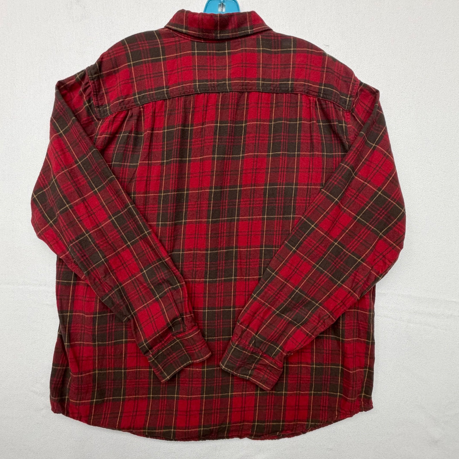 Faded Glory Flannel Button Down Shirt Mens XL Red Plaid Long Sleeve Button Down