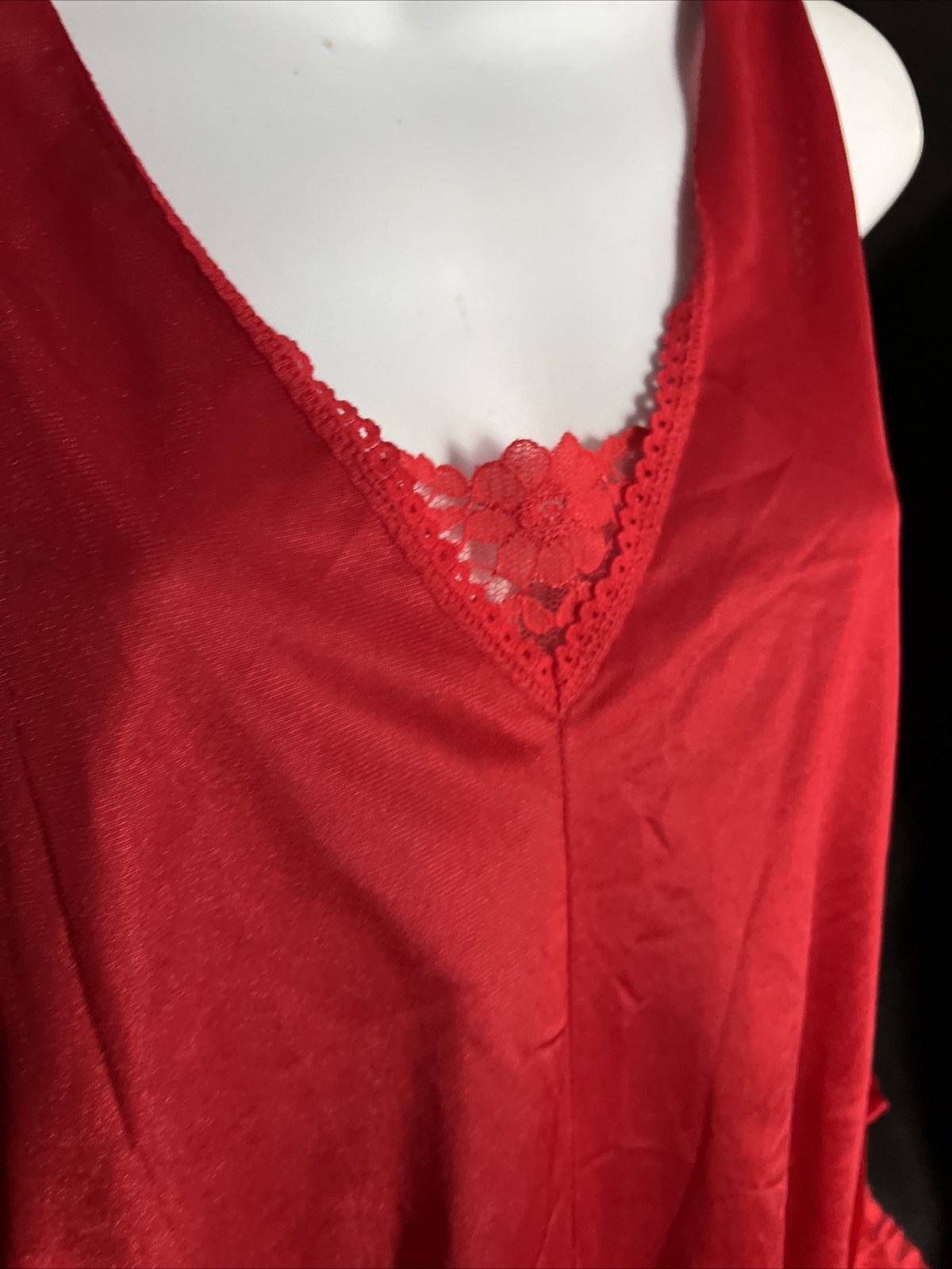 Vtg Undercover Romper Wear RED W/LACE & RIBBON BELT Sz L cc1
