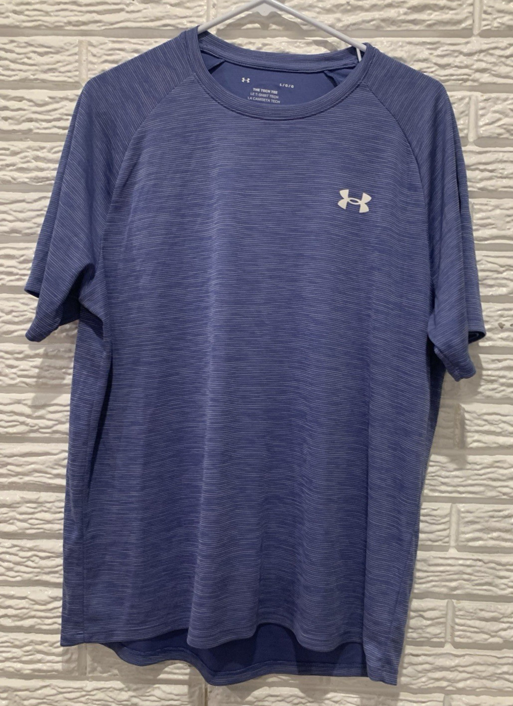 Under Armour The Tech Tee Men’s Large Blue Heather Athletic T-Shirt Loose Fit