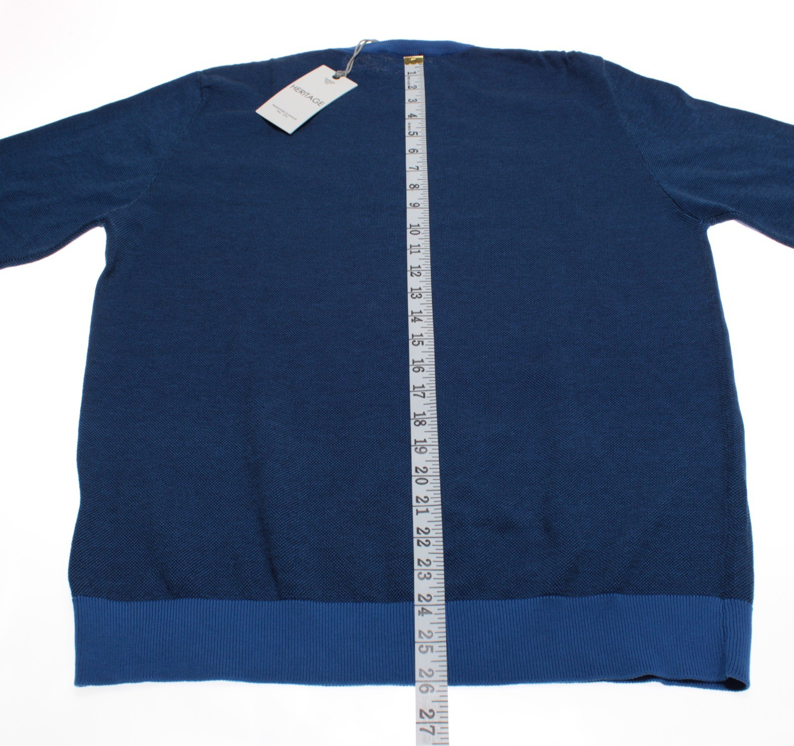 Heritage NWT Pullover Crew Neck Sweater Sz 52 (US L) Shades of Blue 100% Cotton