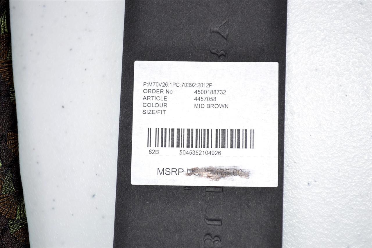 NEW BURBERRY PRORSUM $175 MID BROWN SILK FAN PATTERN SKINNY NECK TIE~ITALY