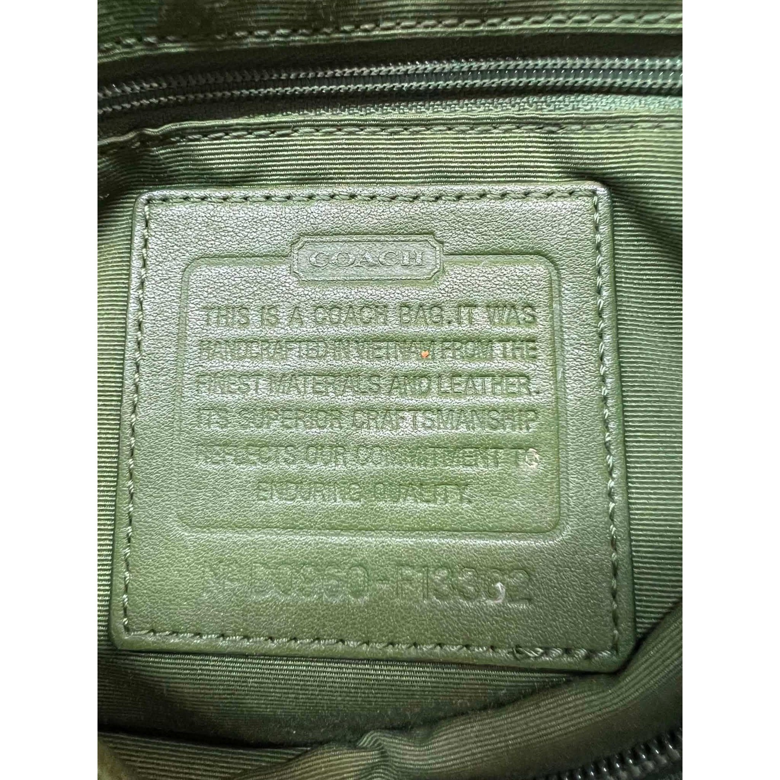 Coach Vintage Signature Canvas Green Leather Stripe Bucket Bag F13362 26-05-14