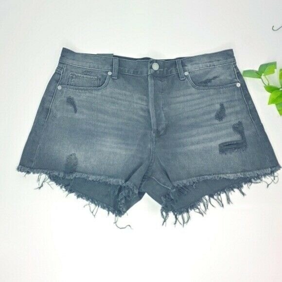 BlankNYC Denim Shorts Distressed Frayed Hem Black Washed WMS 32