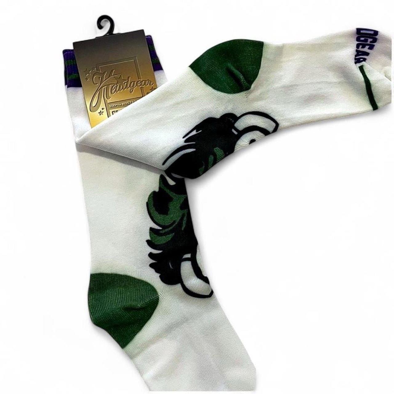 The Joker Graphic White Green Purple Black Crew Socks Size Large-XL/9-13