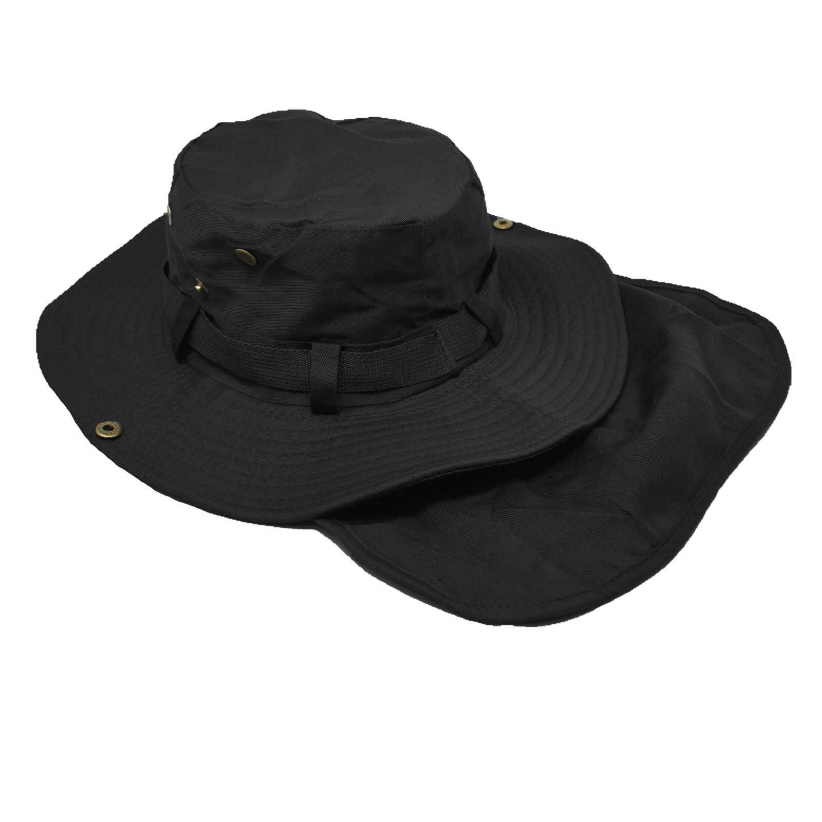 Unisex Bucket Boonie Hat Neck Cover Flap Sun Wide Brim Fishing Solid Outdoor Cap