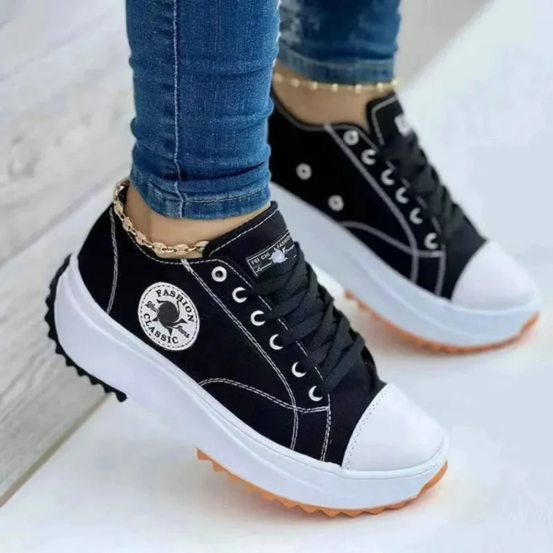 Shoes for Women Classic White Canvas Sneakers Fashion Platform Women Casual