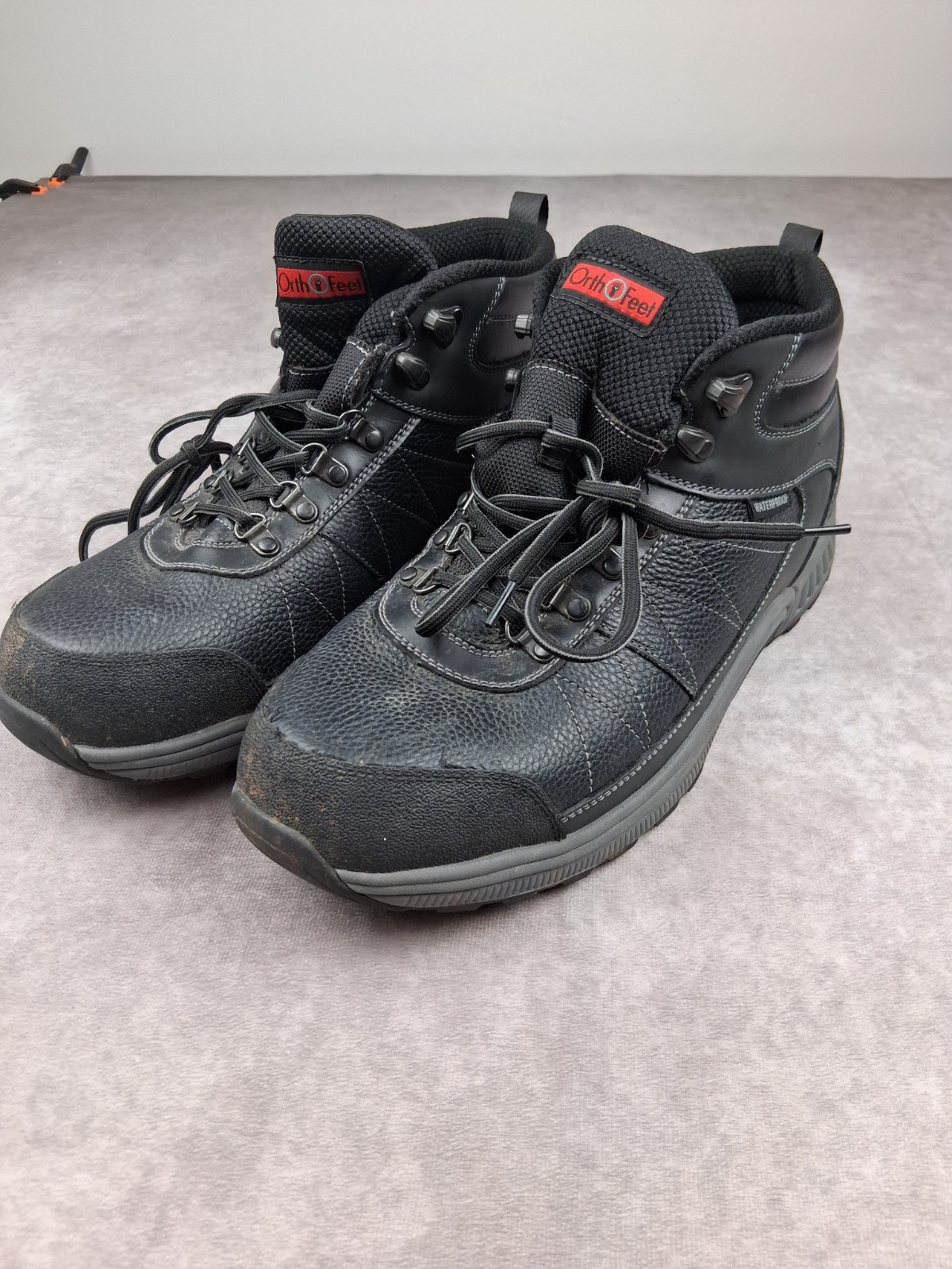 OrthoFeet Hunter Boots Mens 13 EE Black Leather Waterproof Shoes 488 2E Wide