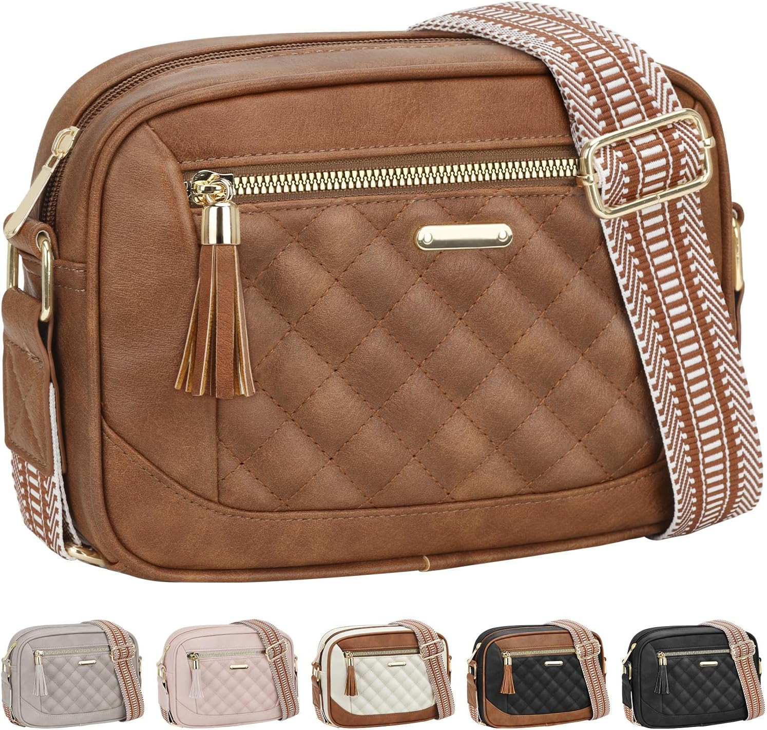 Vegan Leather Crossbody Purses for Women, Quilted Crossbody Bags for Women Trave