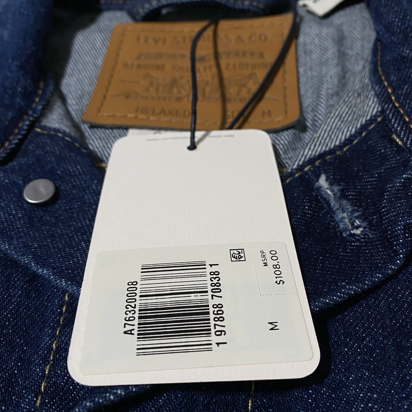 Levis Premium Type 2 Denim Jacket Mens Medium Blue Jean Relaxed Fit Trucker NEW