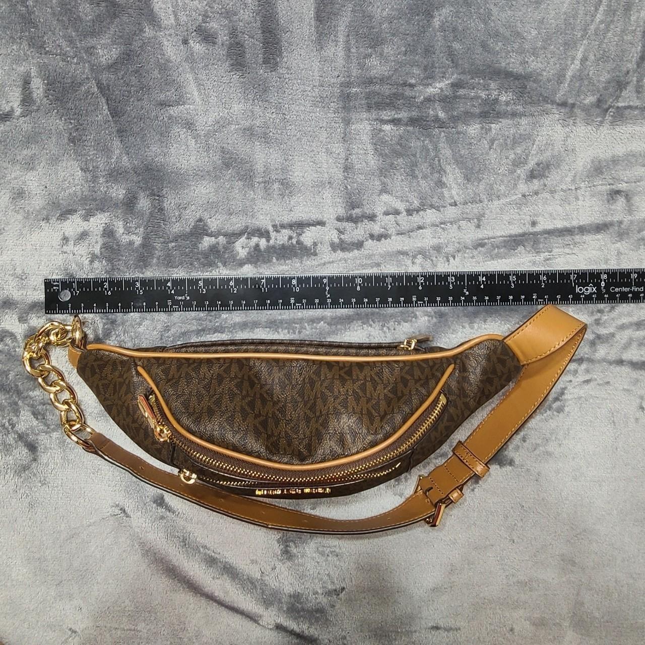 Michael Kors Brown Monogram Belt Bag /Fanny Pack Gold Zip Adjustable Strap