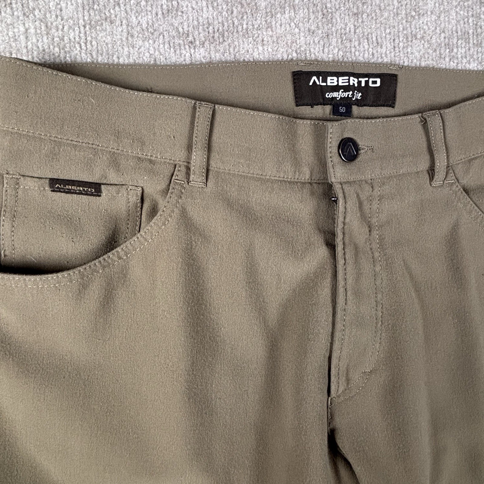 ALBERTO Ceramica Men’s Beige Twill Stretch Comfort Fit Straight Pants Size 34