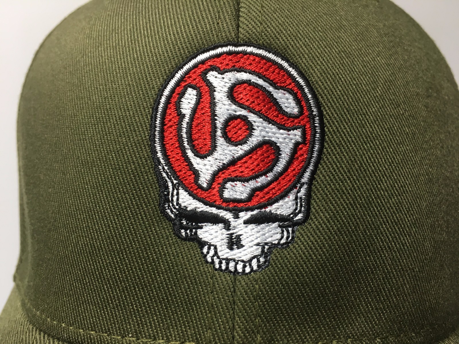 Grateful Dead Steal your Face 45 Record Spindle Embroidered Flexfit Ball Cap
