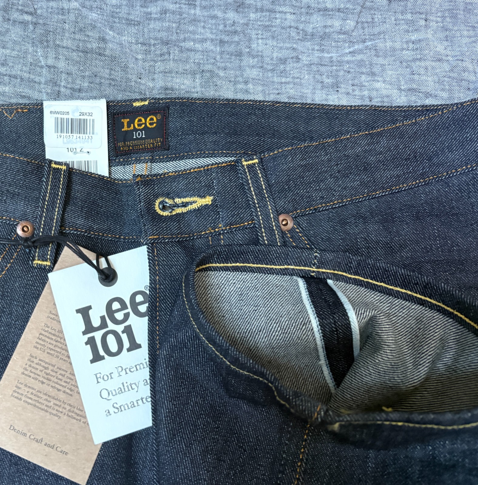 Authentic Lee 101Z Japanese Selvedge Denim Jeans Dry Indigo Made Italy 29×32 NWT