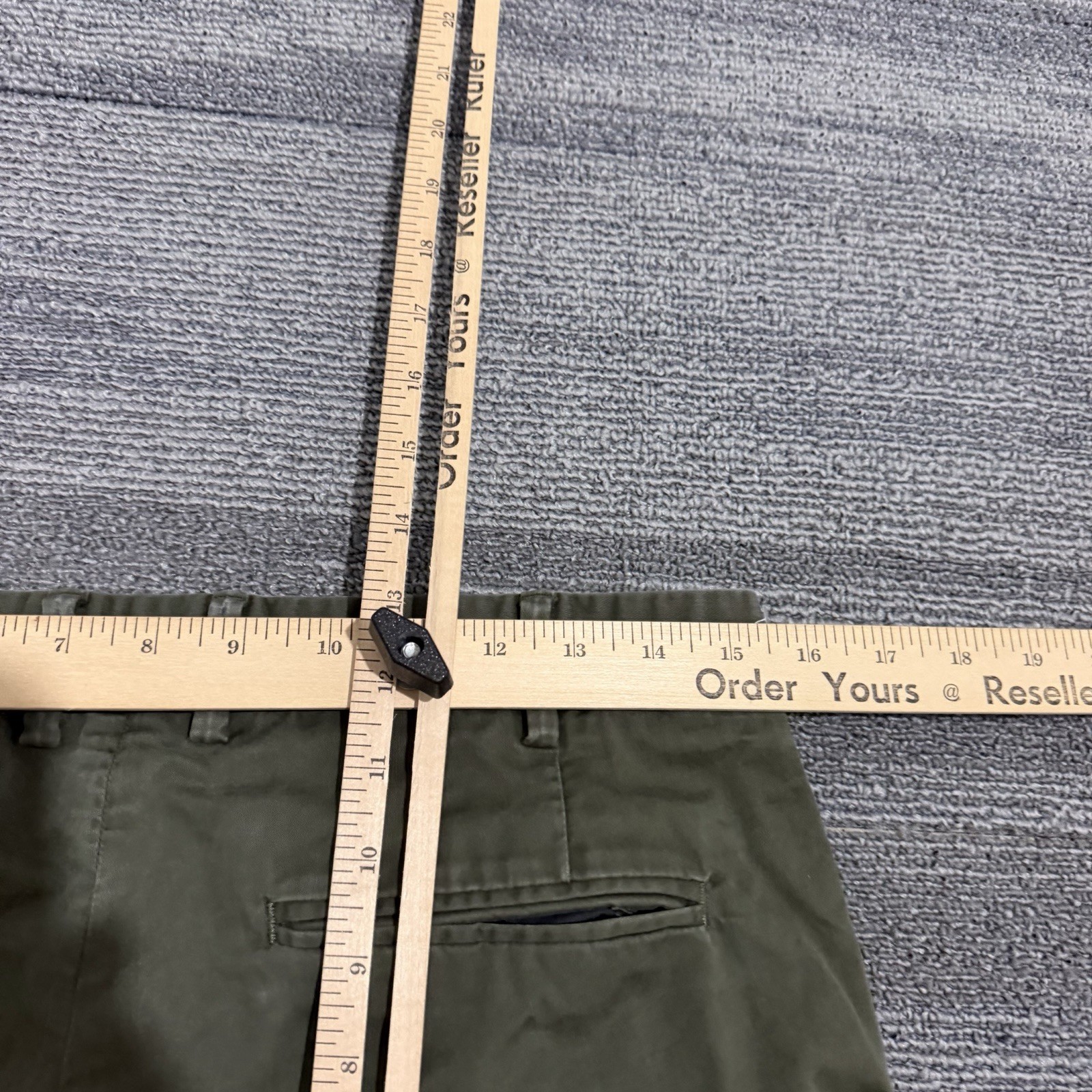 Asket Pants Mens 31×32 Green Cotton Stretch The Chinos Flat Front Straight Leg*