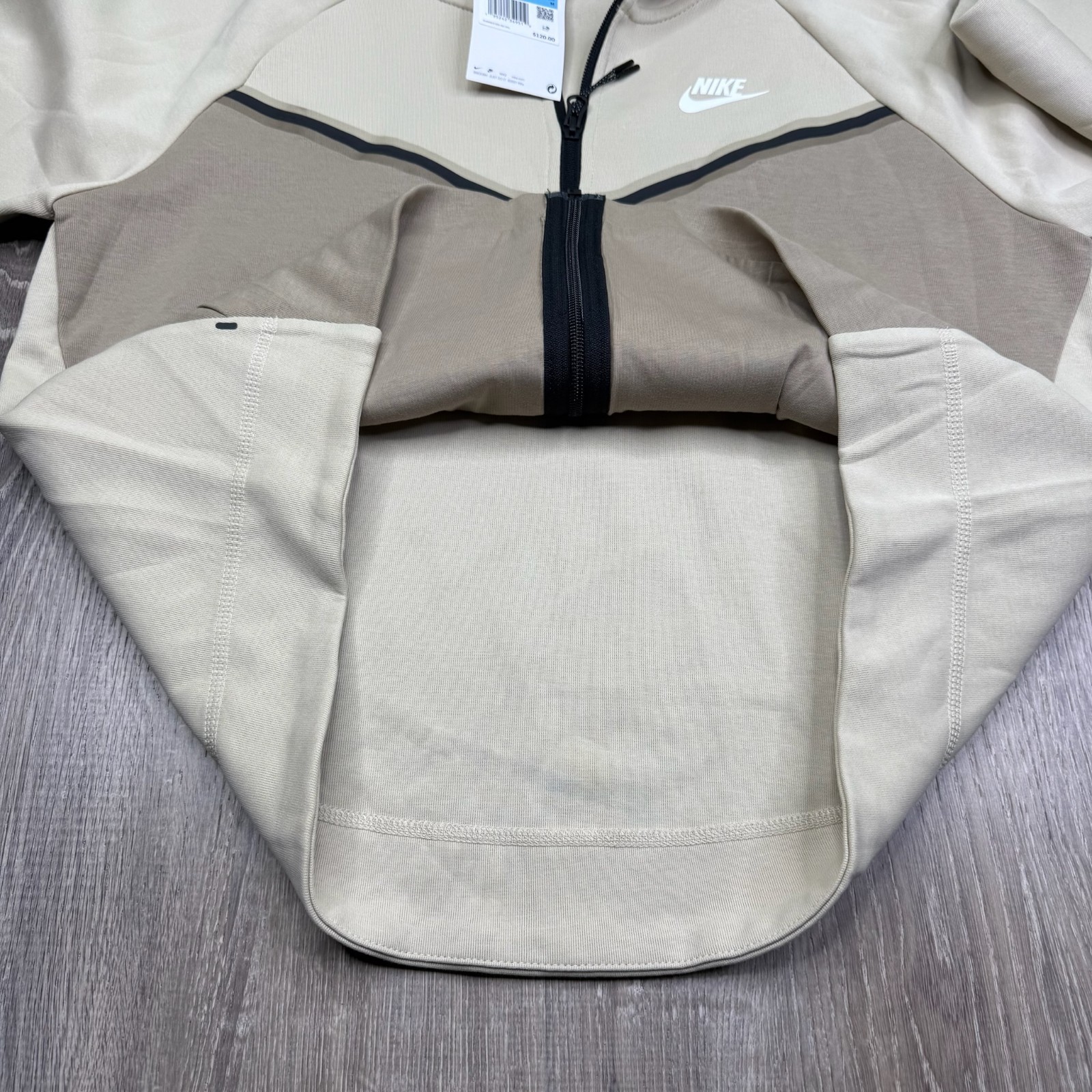 NWT Nike Sportswear Womens Beige Tech Fleece Windrunner Full Zip Hoodie Size M