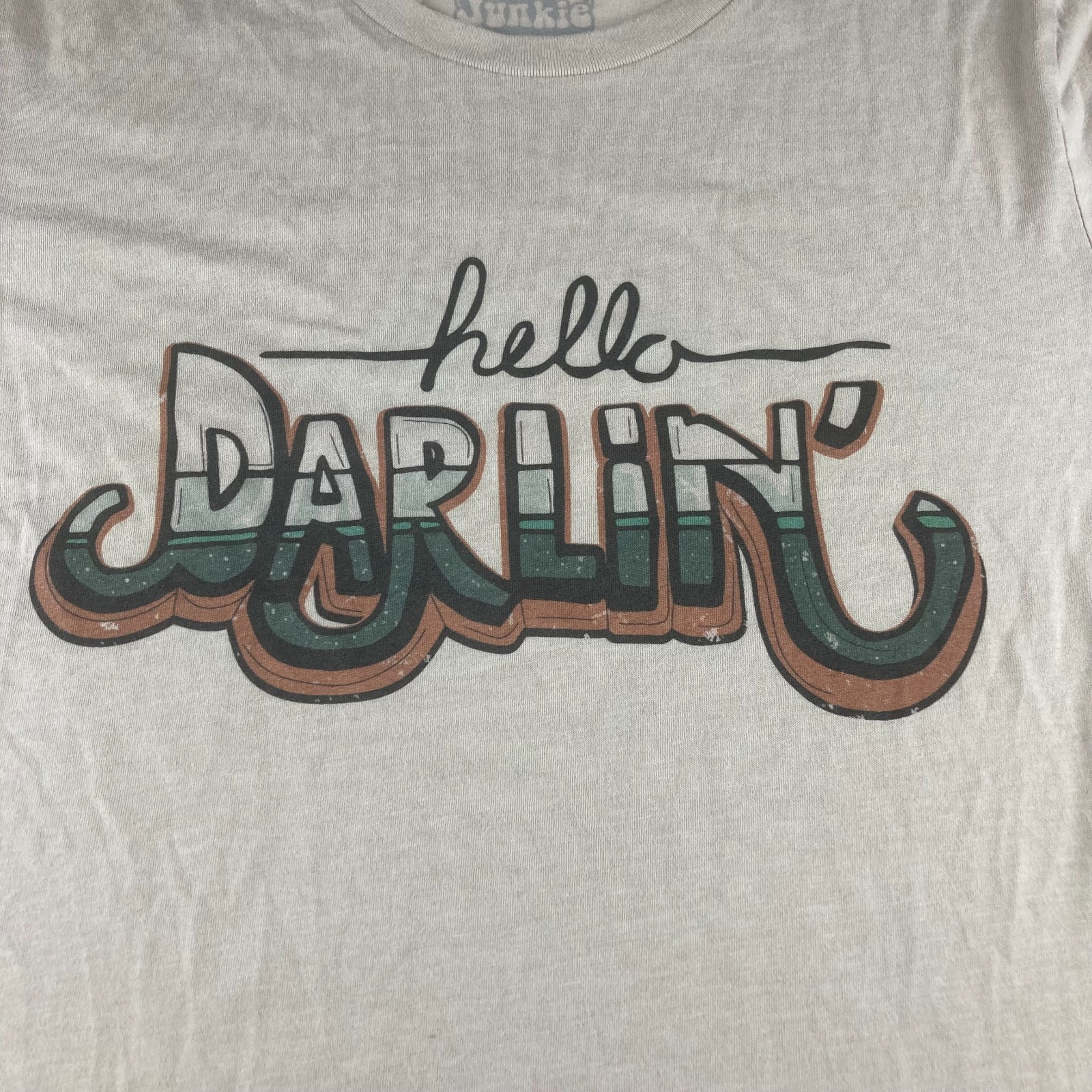 Wild Junkie Boutique M Hello Darlin Graphic Tee Western Cowgirl Retro Shirt USA