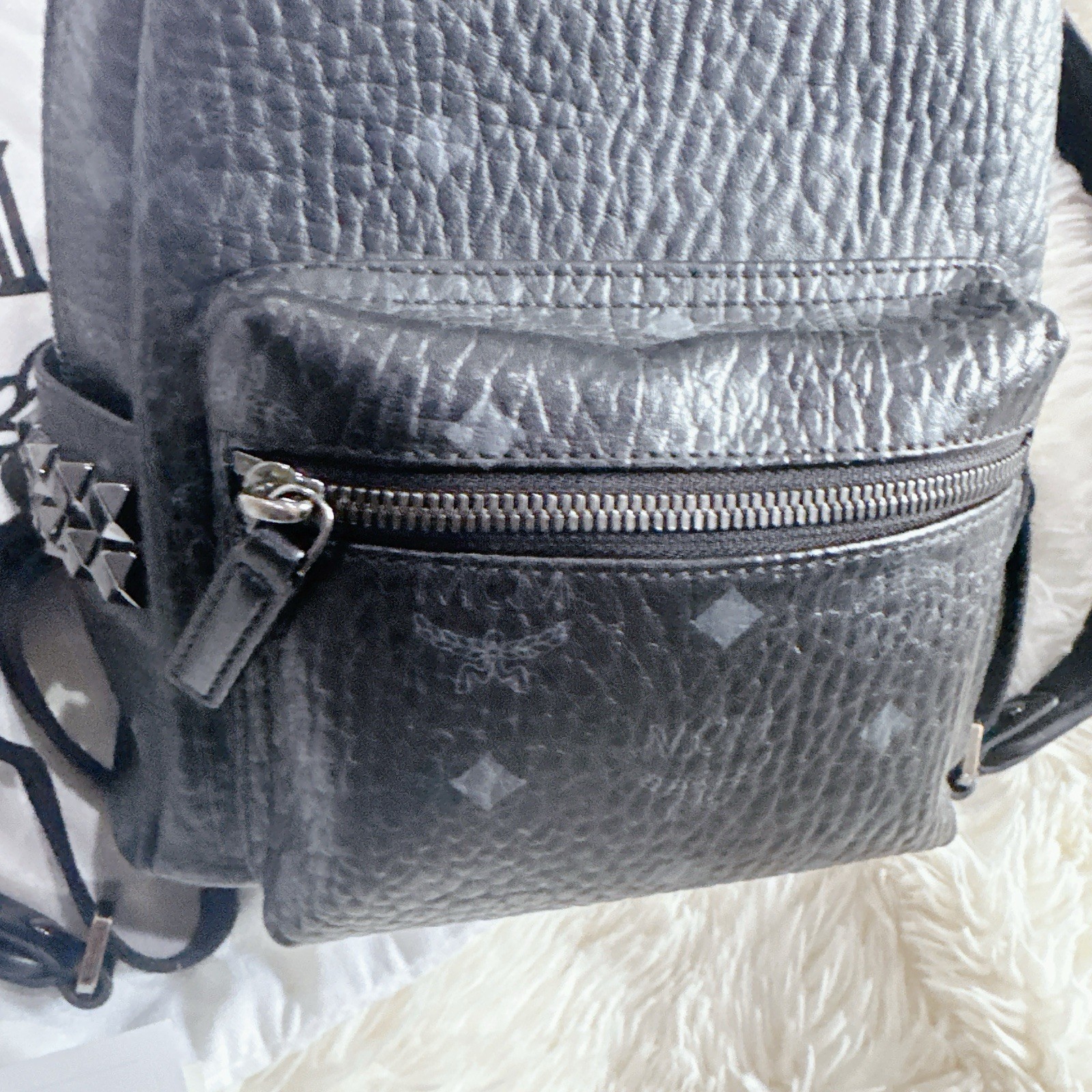 Authentic MCM Mini Stack Side Stub Backpack