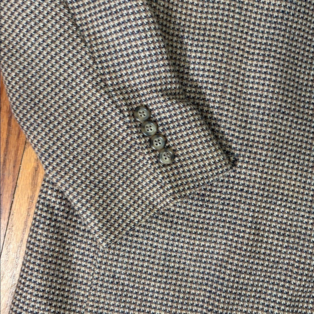 Tommy Hilfiger Houndstooth Blazer Brown 3-Button Sport Coat Mens 41L Made in USA