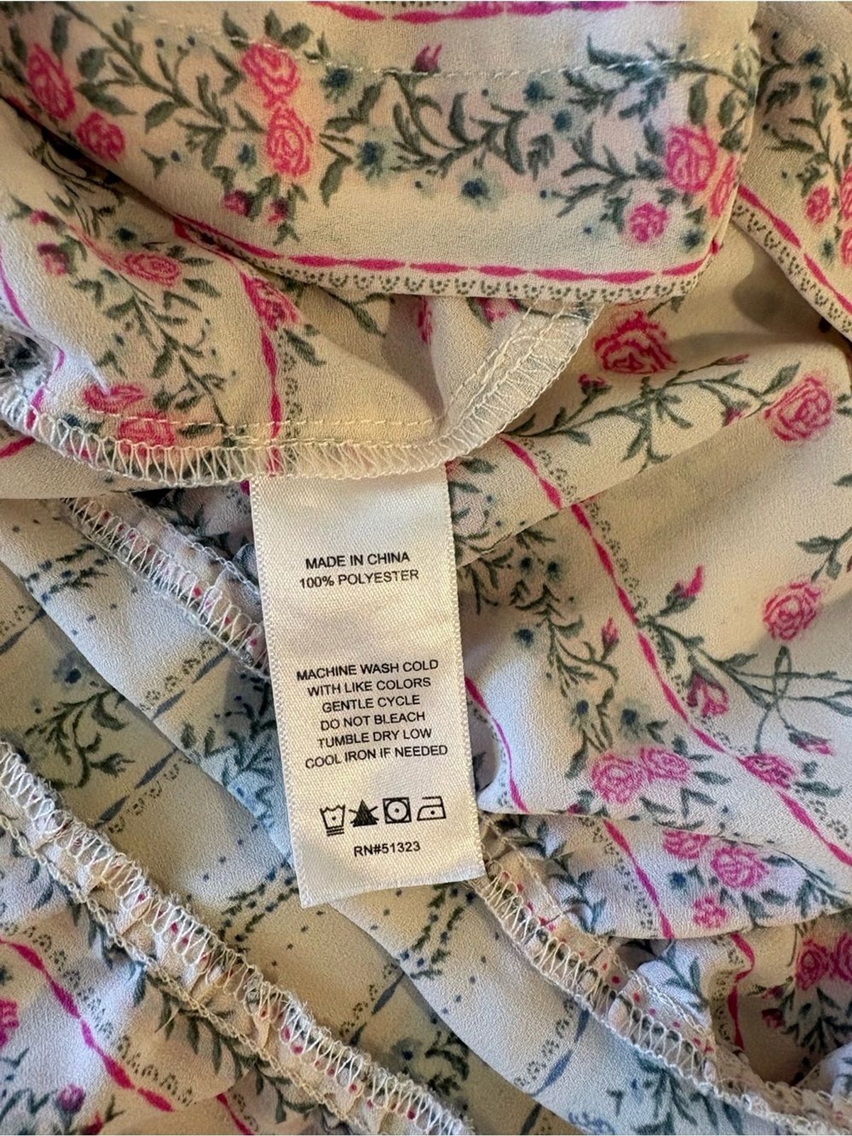 CeCe Cream Floral Tunic Puff Sleeve Tie Front Cottagecore | Size Small