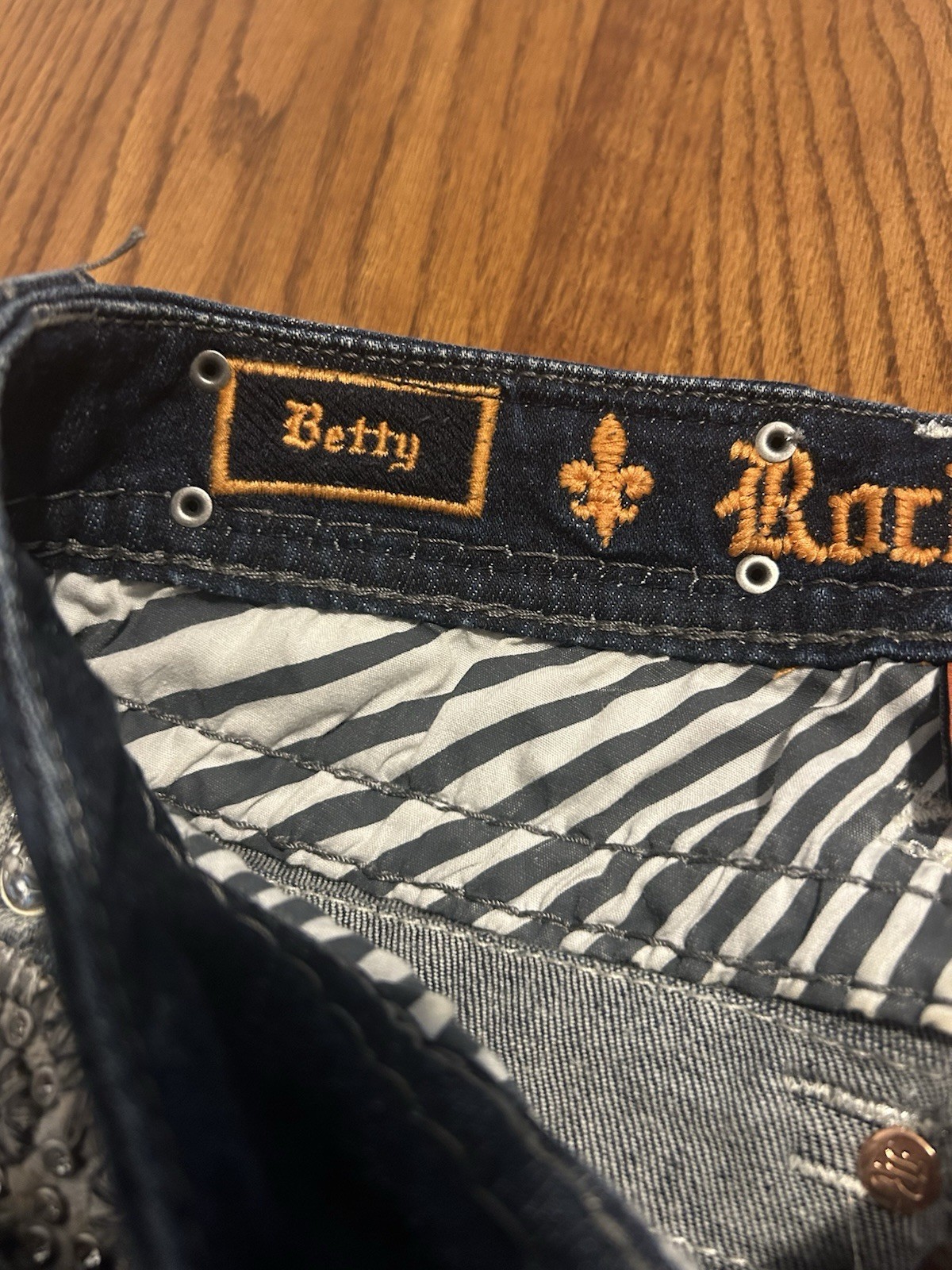Rock Revival Embellished Distressed “Betty” Bootcut Jeans Size 25×29