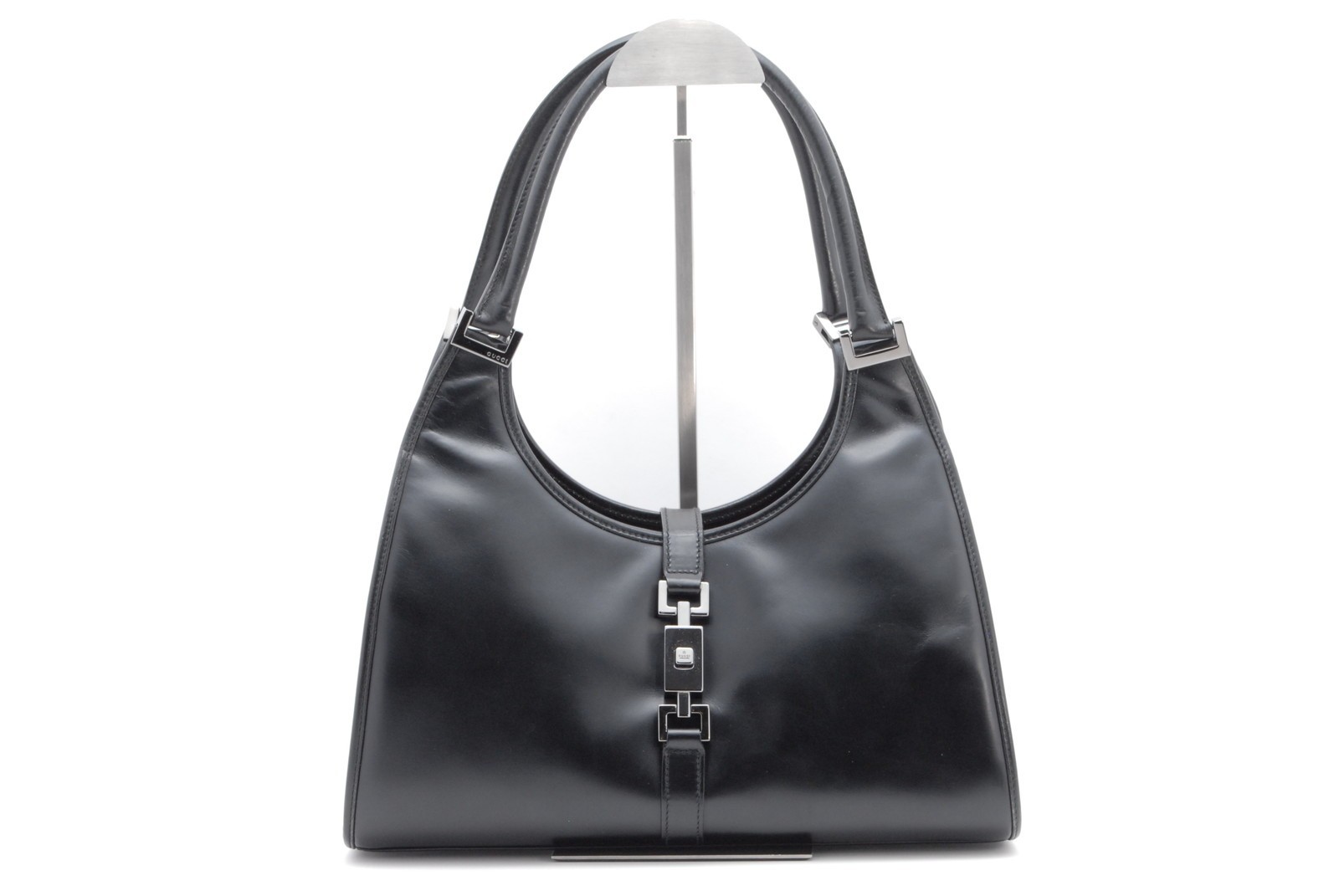 GUCCI Jackie Black Leather Hand Bag