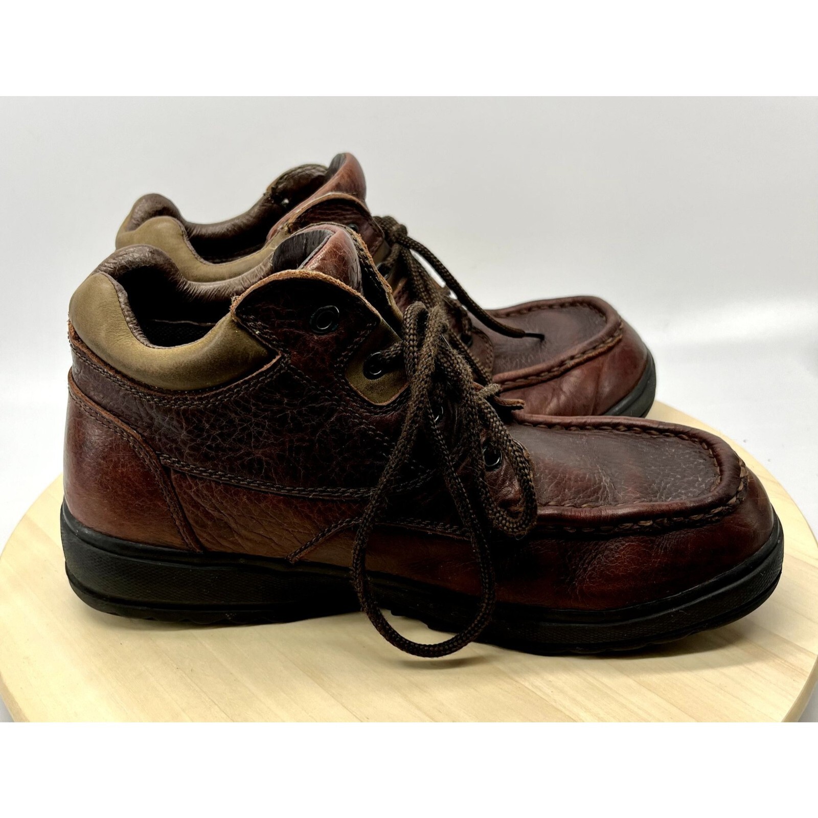 Work N Sport Brown Leather Mid Soft Toe Work Shoe sz 10 1/2 M (S1654)