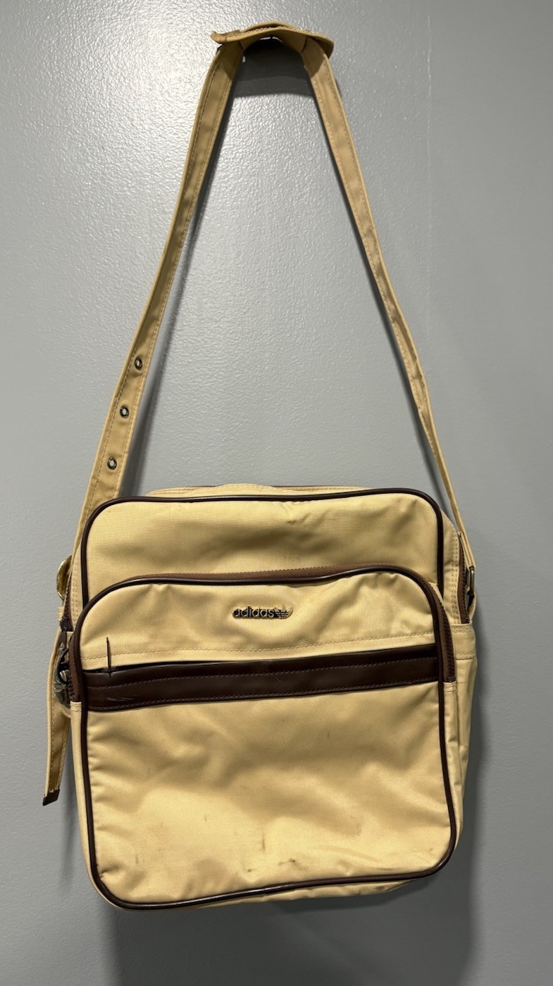Vintage Beige Adidas 1980’s Shoulder Bag 12″ X 8″ X 12″ Art No 40230 Retro Style