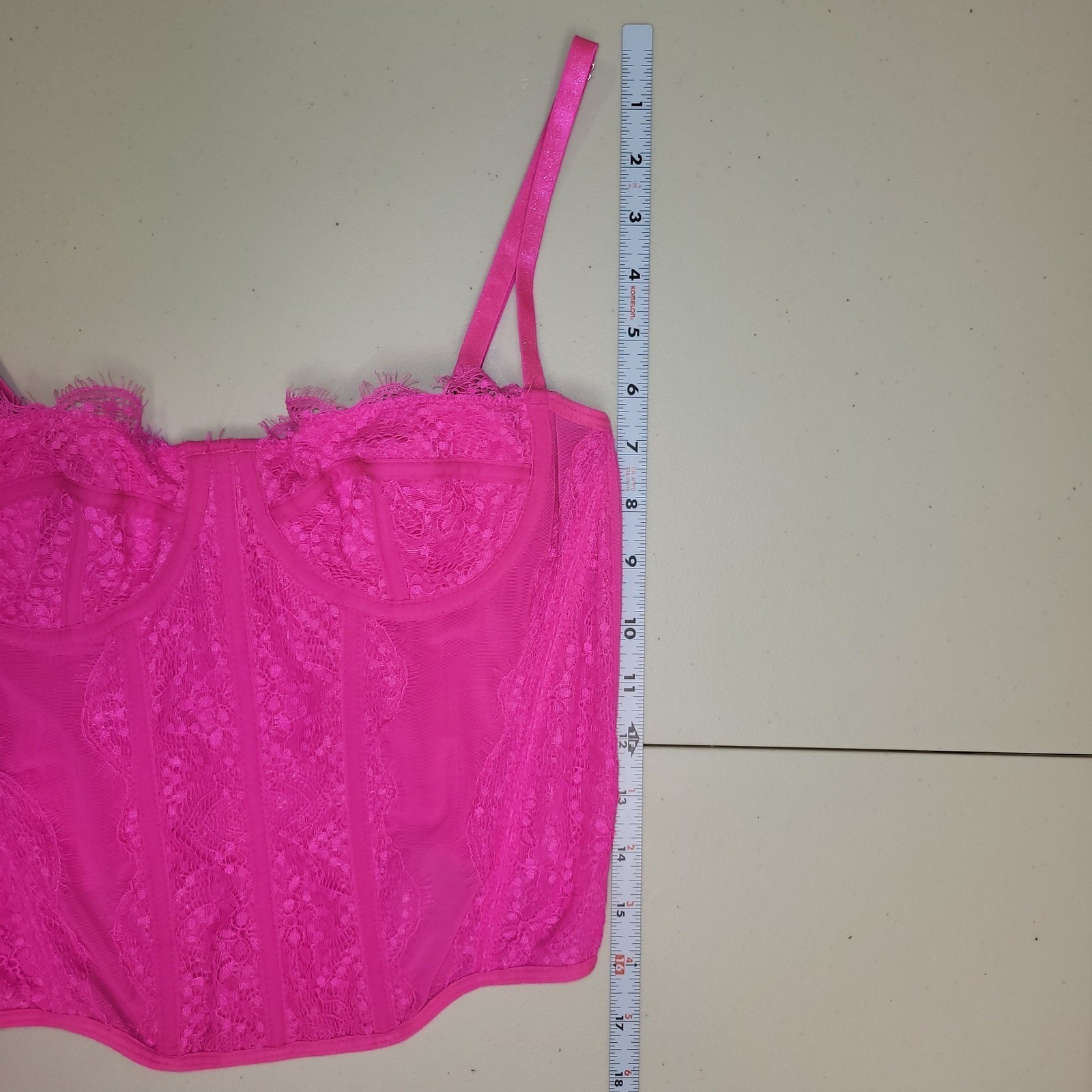 Womens Bustier Corset Top Lingerie Neon Pink Size Medium Underwire Adjustable