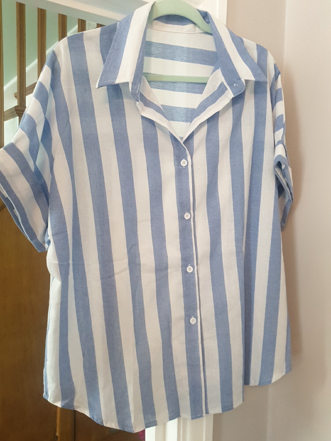 Button Up Blue Striped Shirt – Loose Casual Top – Size XXL/18 – BNNT- RRP £20.99