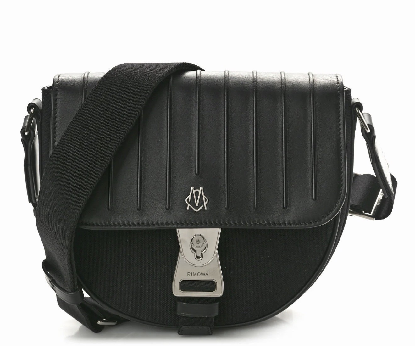 Authentic Guaranteed RIMOWA Never Still Black Canvas Leather Crossbody Flap Bag