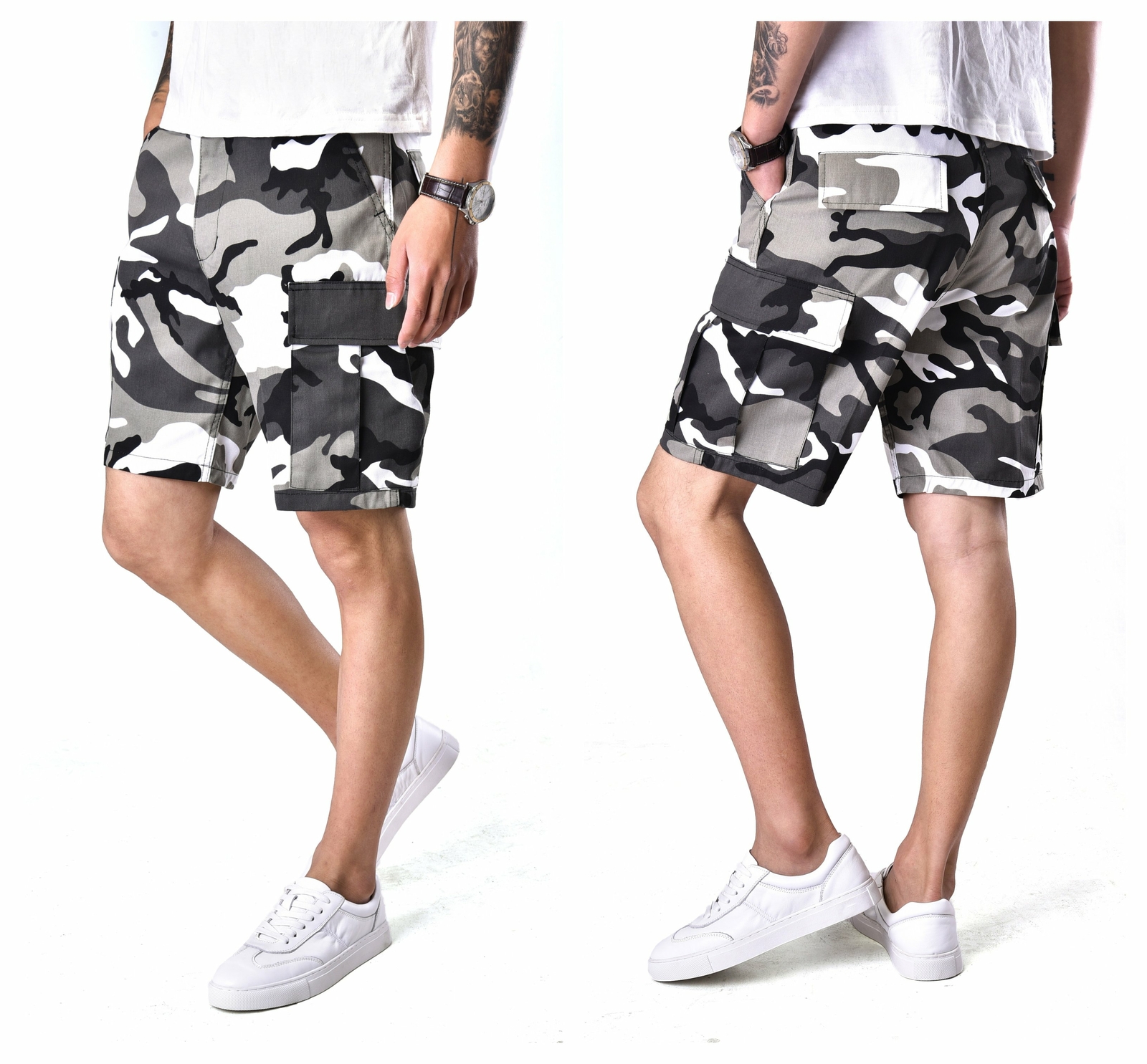 BACKBONE Mens Casual Street Cargo Shorts Army Military BDU Camo Shorts