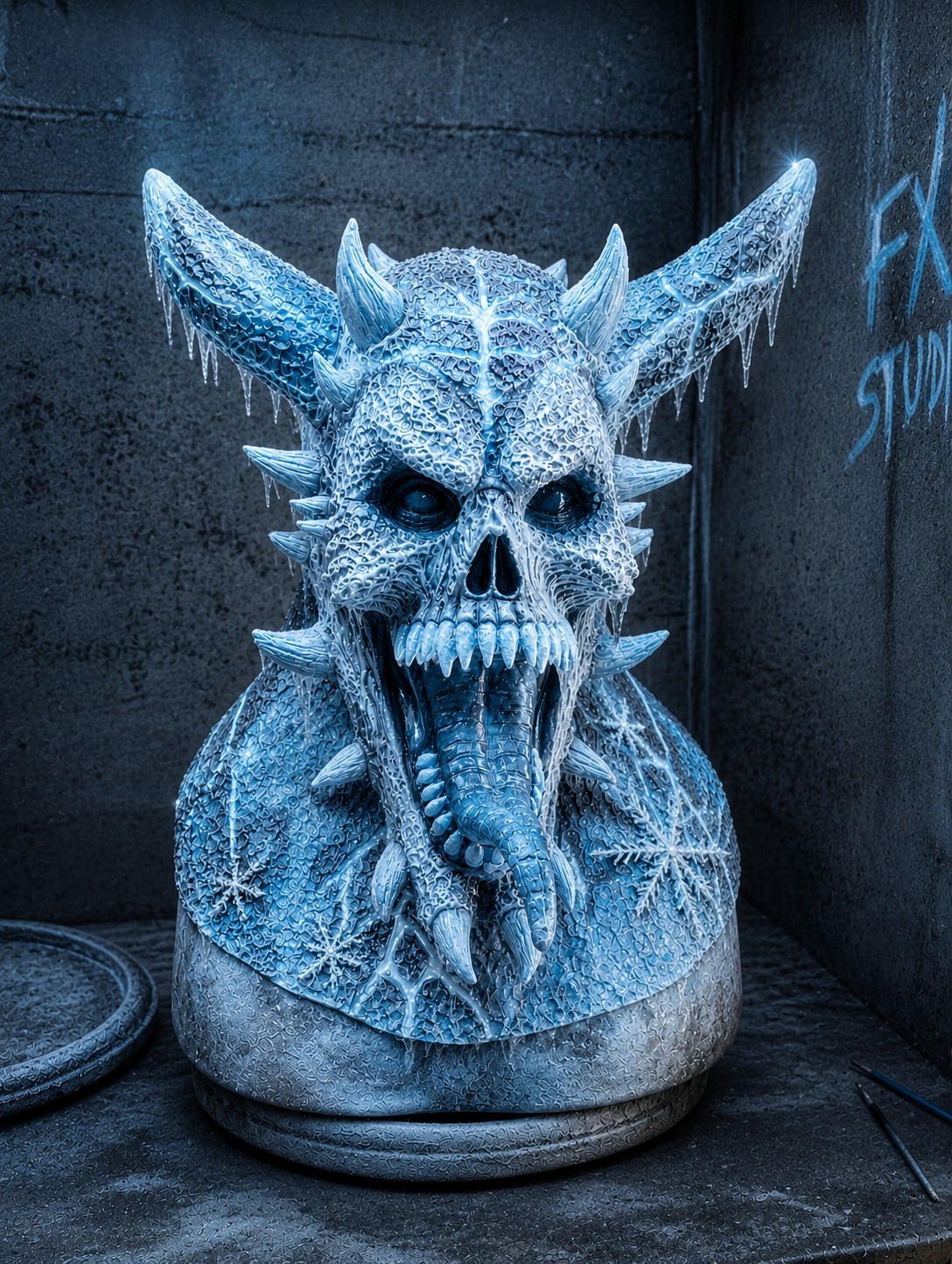 Devil Mask Ice Horns Beard – Horror Demon Halloween Cosplay Mask Scary
