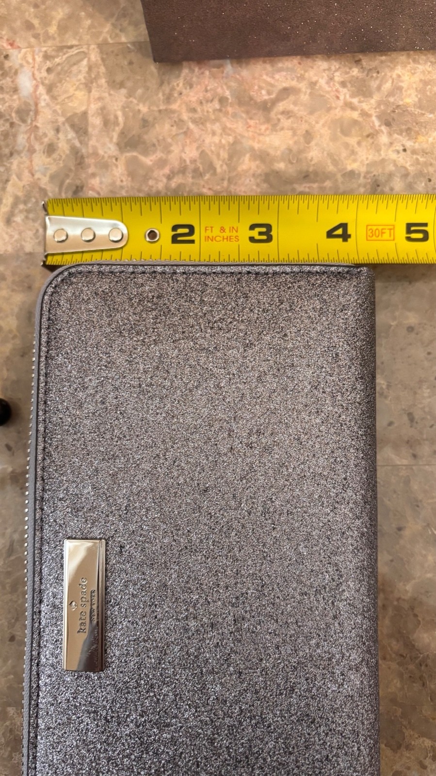 Kate Spade New York Glitter Zip-Around Wallet – Silver | NWT in Gift Box