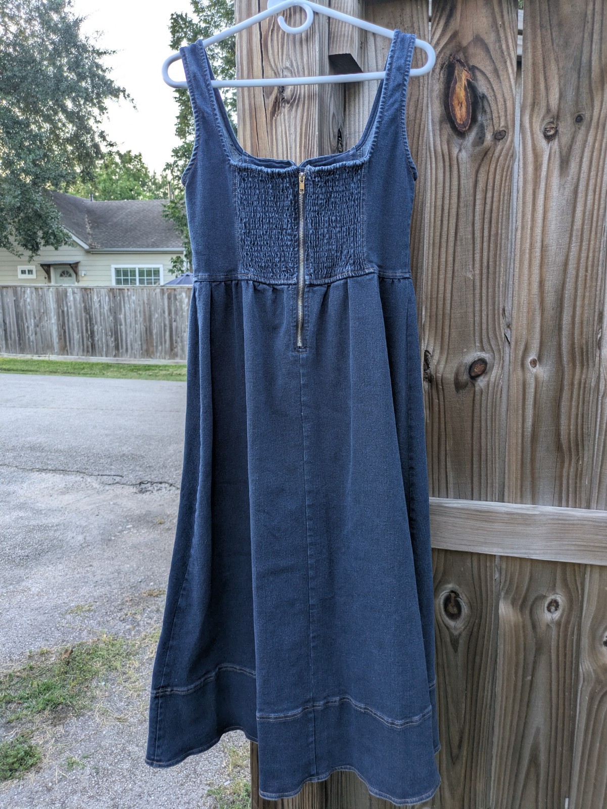 Moon River Dark Wash Sleeveless Denim Midi Dress Sz M