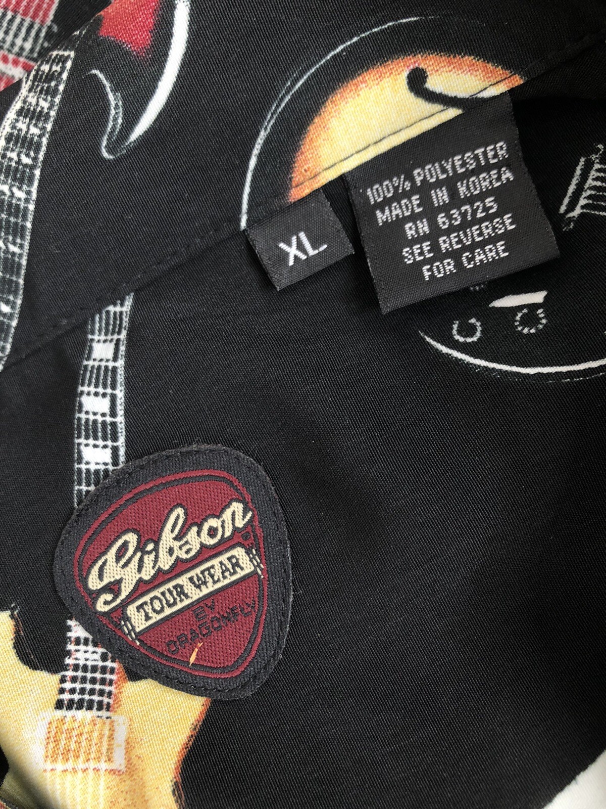 Awesome GIBSON TOUR WEAR / DRAGONFLY Guitars All Over Aloha XL Shirt – EXCELLENT