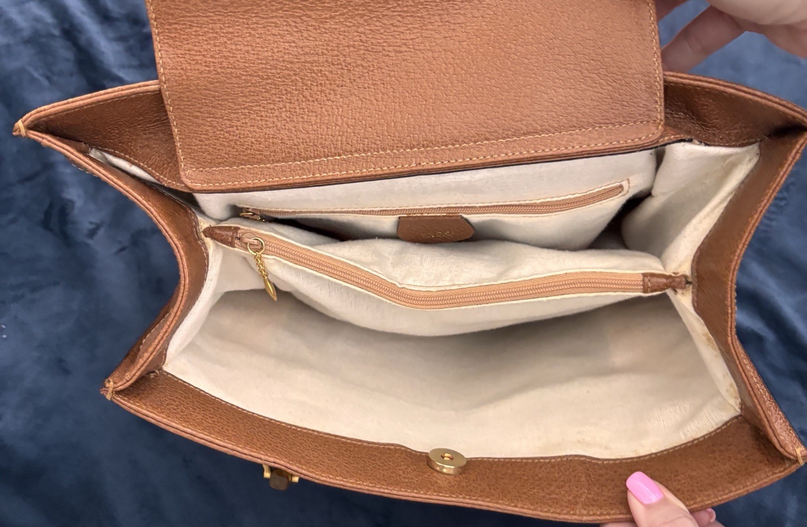Gucci Brown Pebbled Bamboo Top Handle Tote, Zip/Push Lock, Gold Hardware
