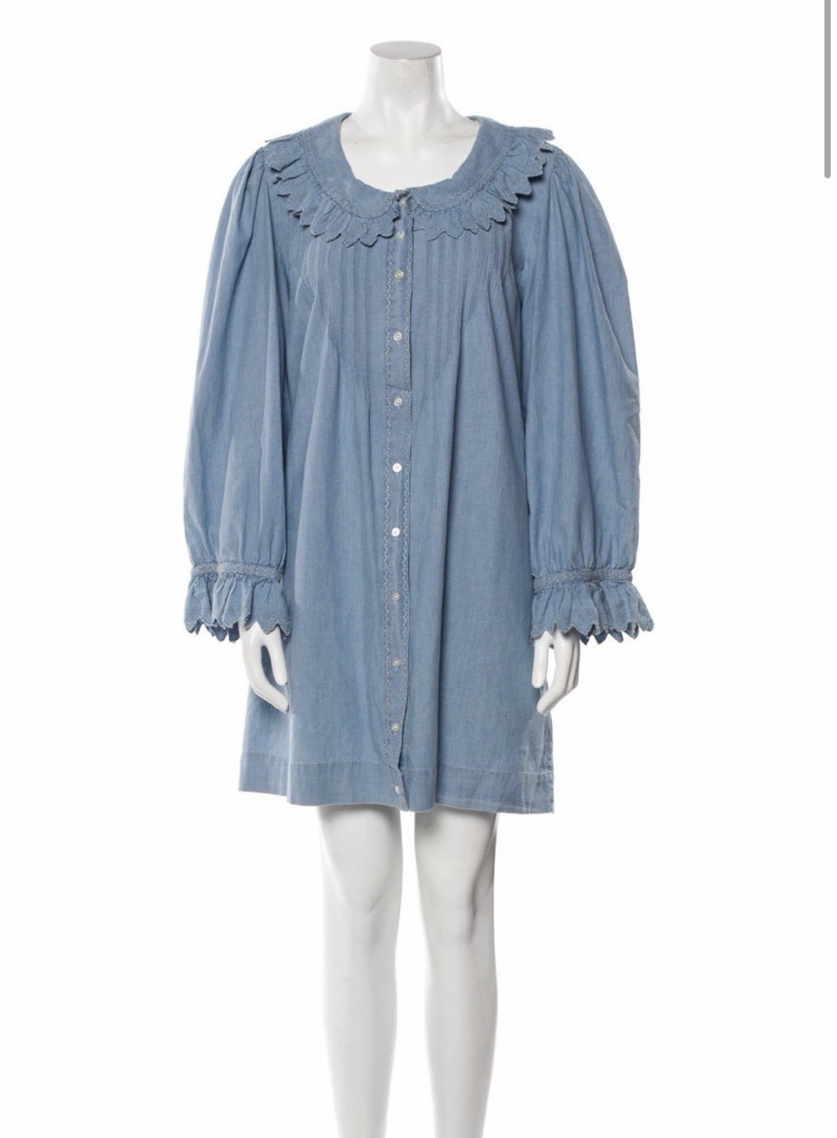 Doen Cotton Button Front Ruffle Collar Dress