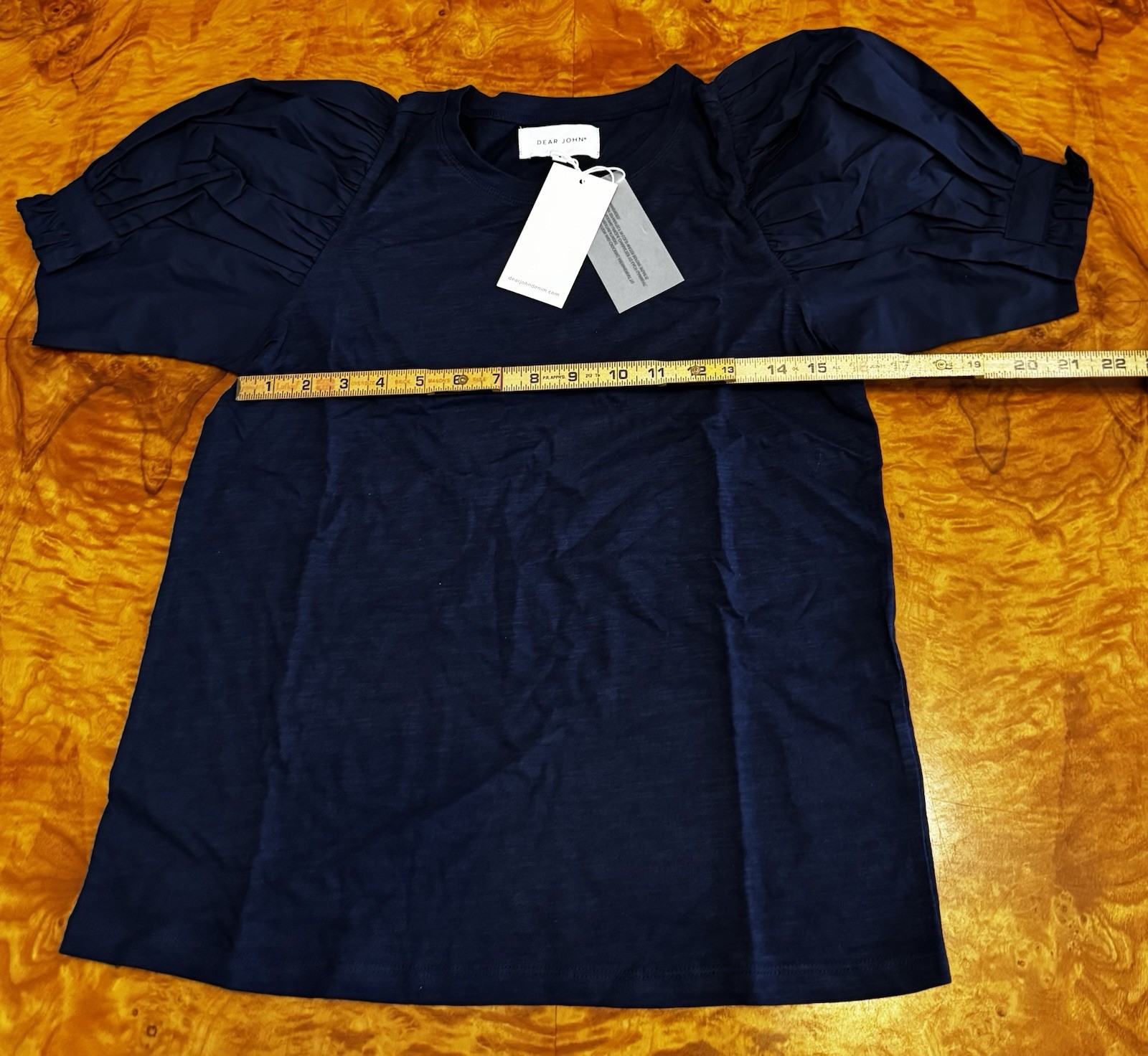 NWT Dear John Dani Black Iris Puffed Sleeve T Size Small Women’s