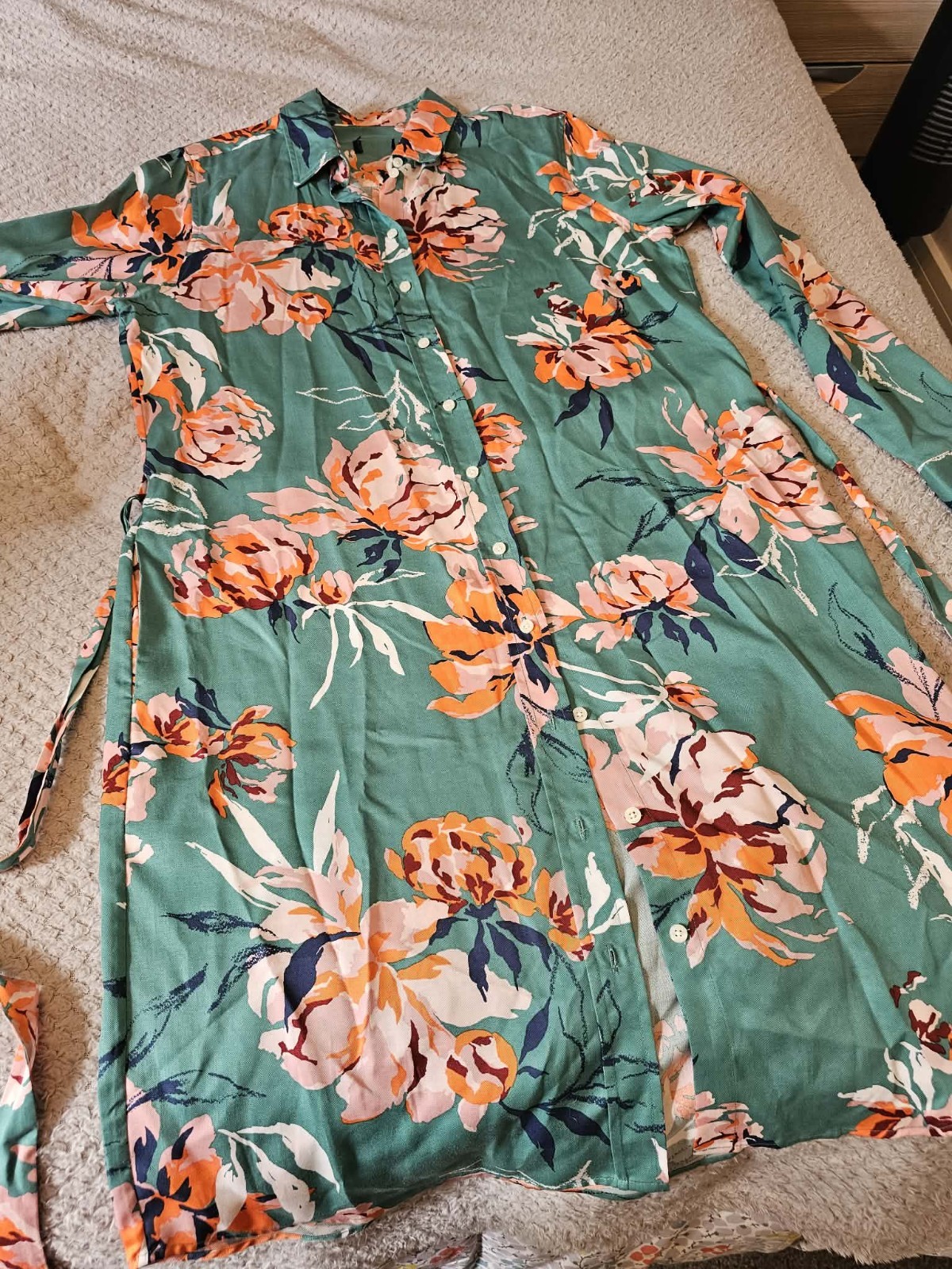GANT jade green floral peony print shirt dress 14