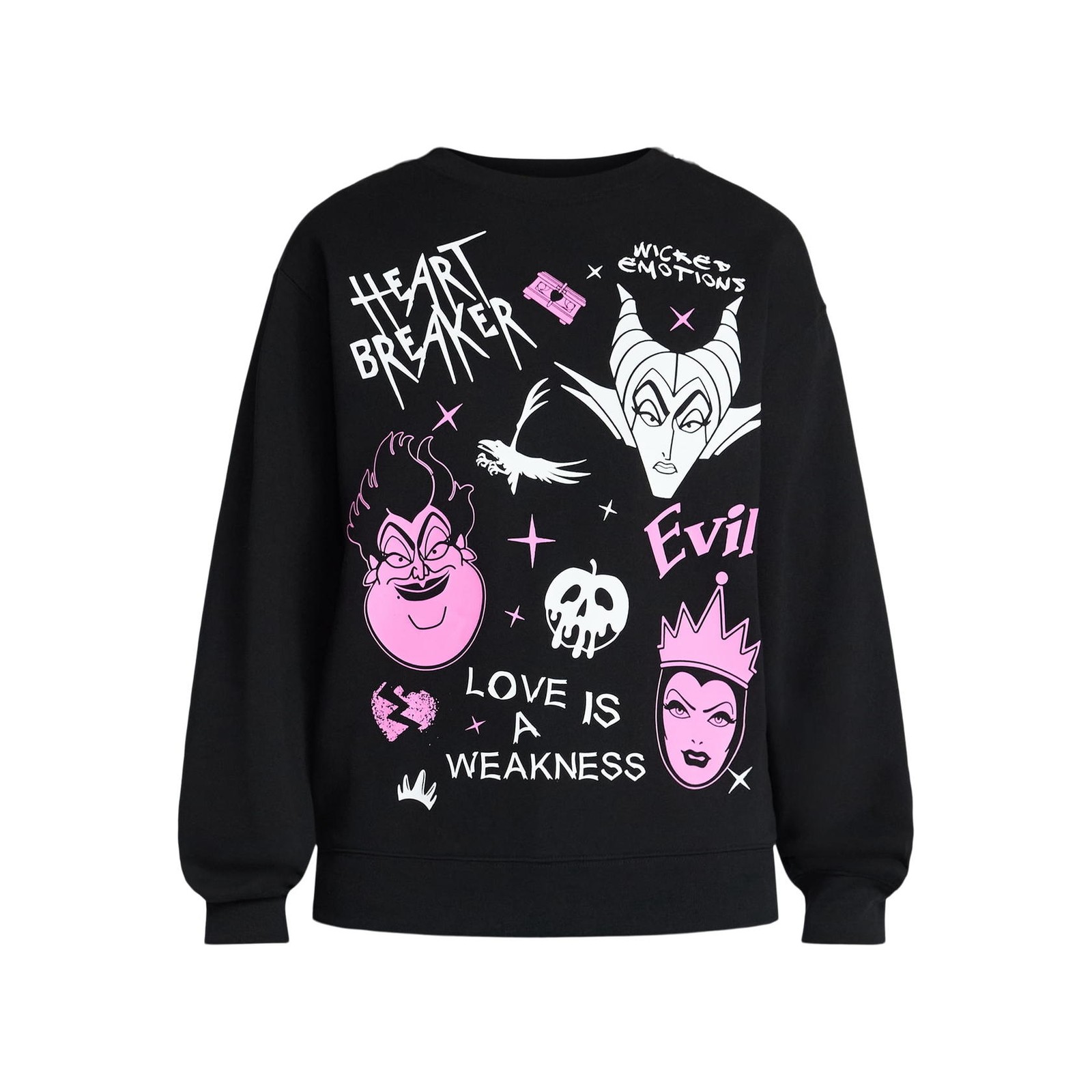 Disney Villains Women’s Valentine’s Day Graphic Sweatshirt Black Medium