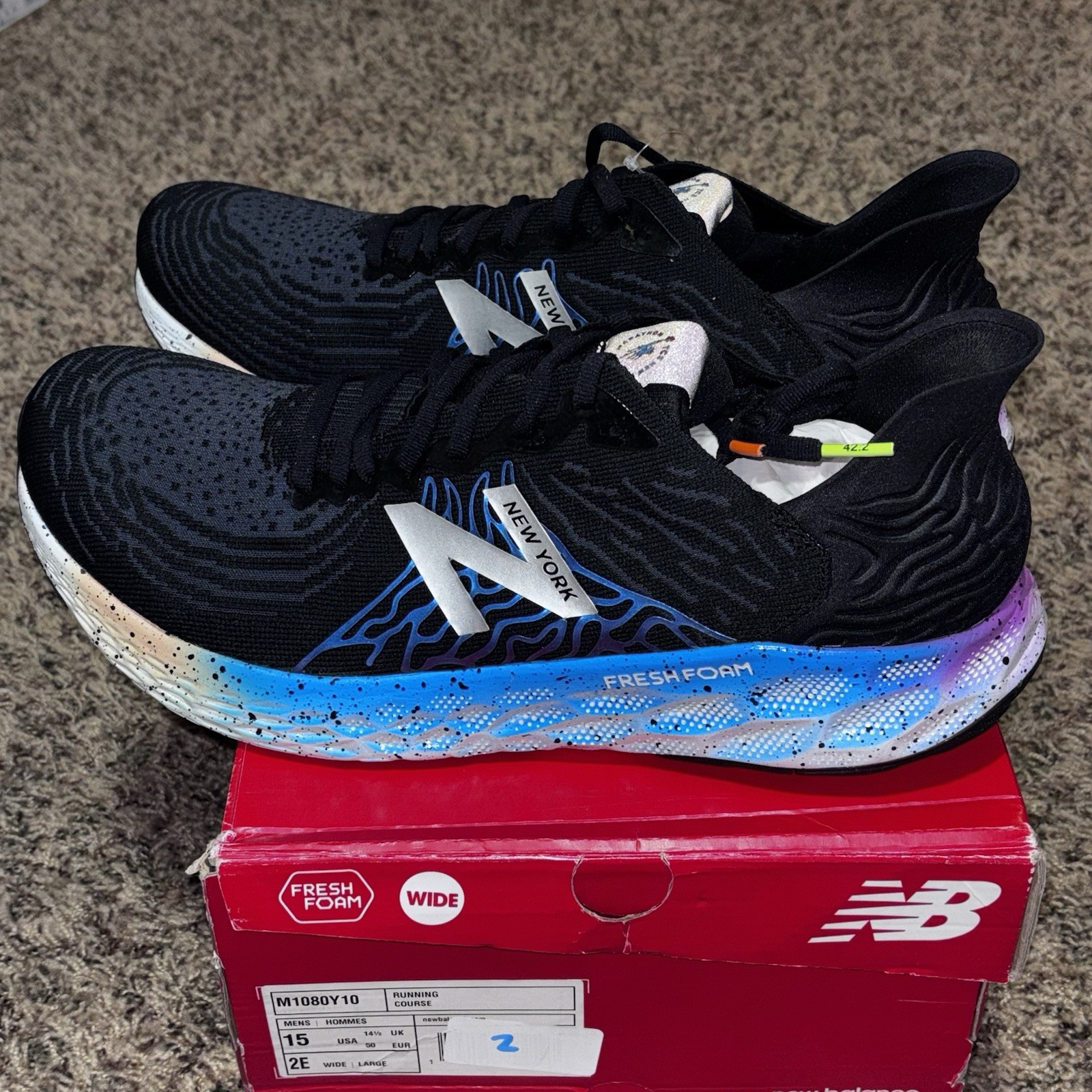 New Balance Fresh Foam M1080Y10 1080v10 ‘NYC Marathon’ Sz 15 EE Running New York
