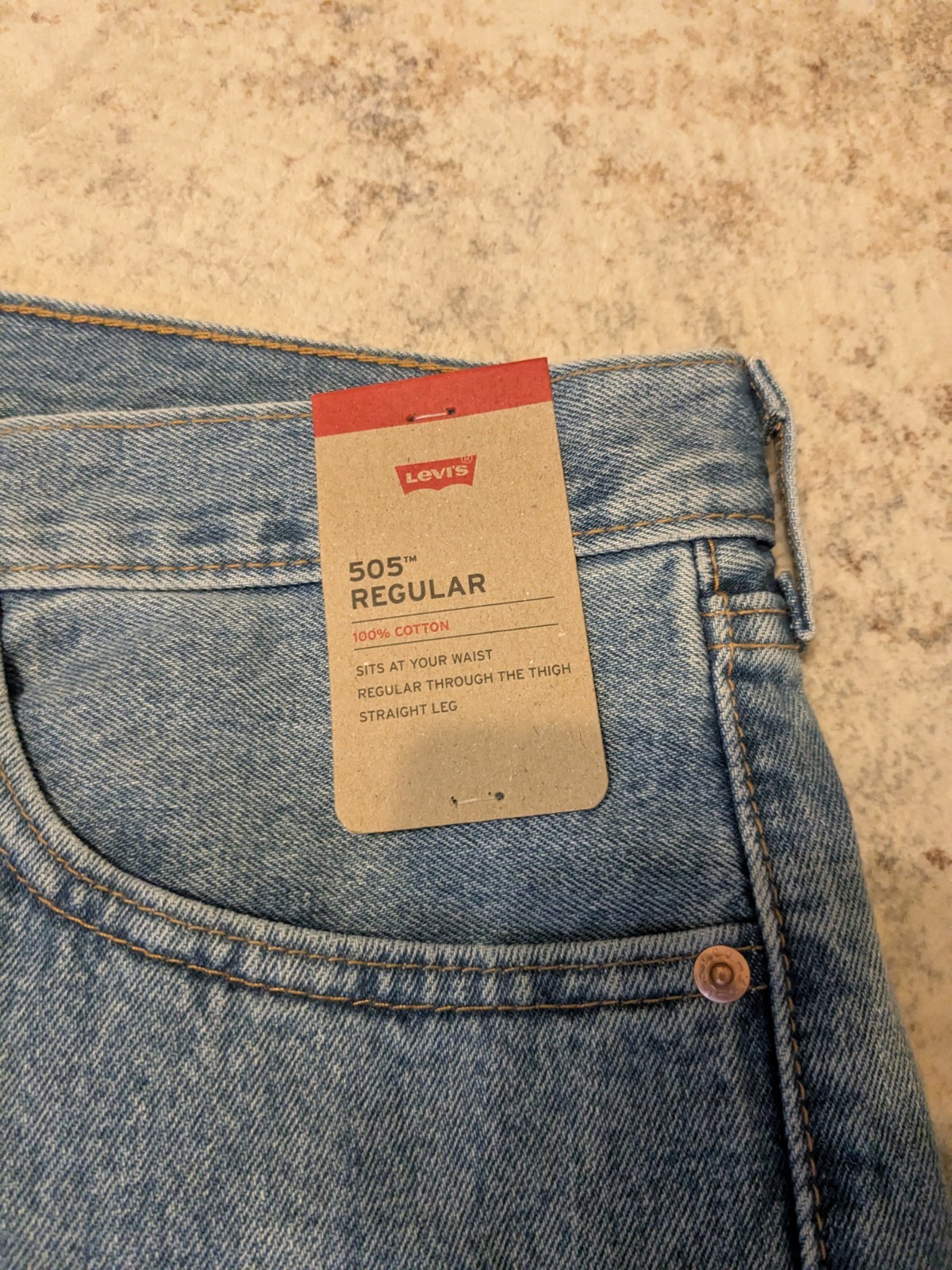 Levis 505 Regular Fit Denim Jeans Size 36W 30L 34 x 32 Stonewashed Blue NEW $69