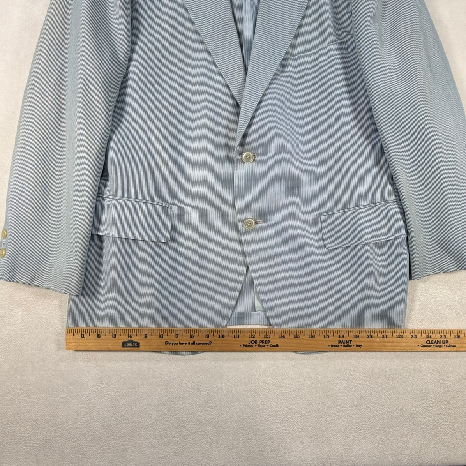 Vintage Haspel Seersucker Blazer 42R Mens Blue White Pinstripe Coat Suit Jacket