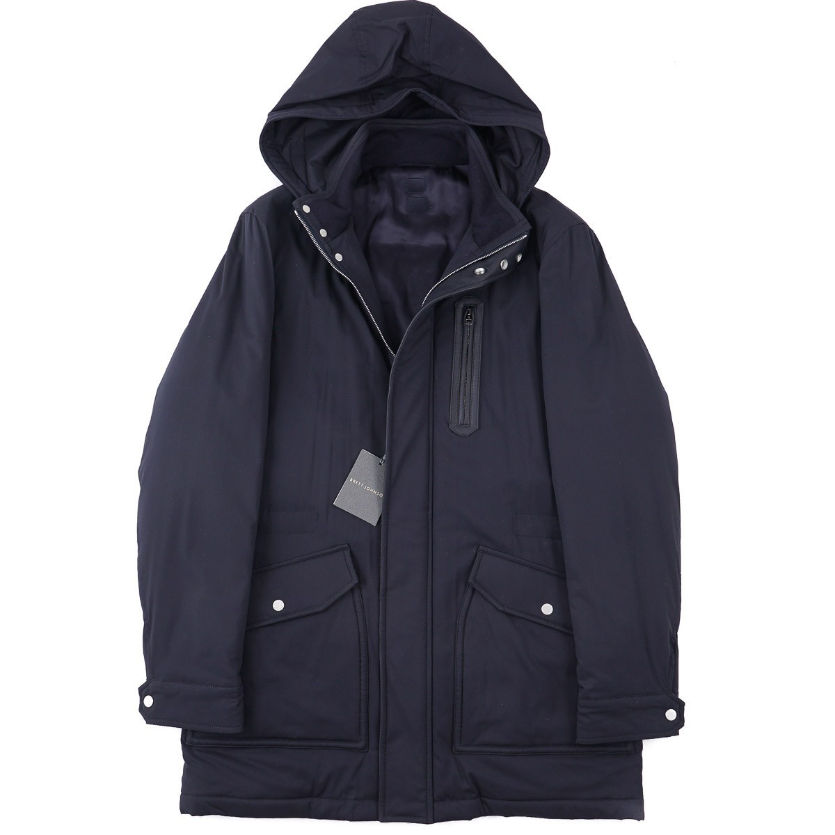 Brett Johnson ‘St. Moritz’ Navy Blue Padded Silk Parka M (Eu 50) NWT Coat