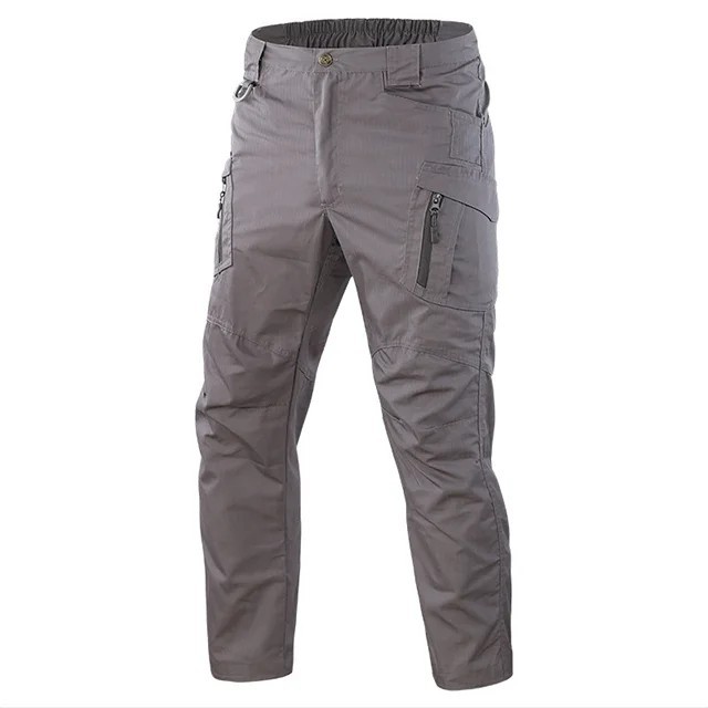 Waterproof, wear-resistant polyester cargo pants — zipper fly, midweight, travel