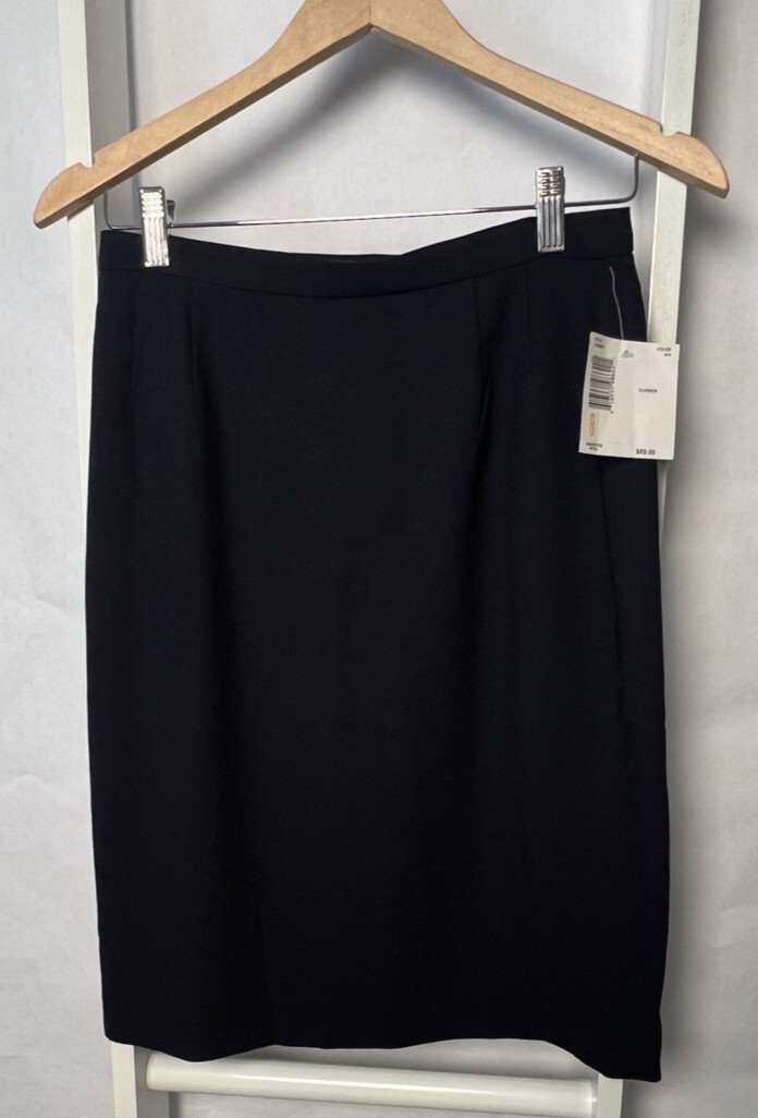 Liz Claiborne Classic Pencil Skirt NEW Womens 8 Navy Blue Lined Back Vent 23 in