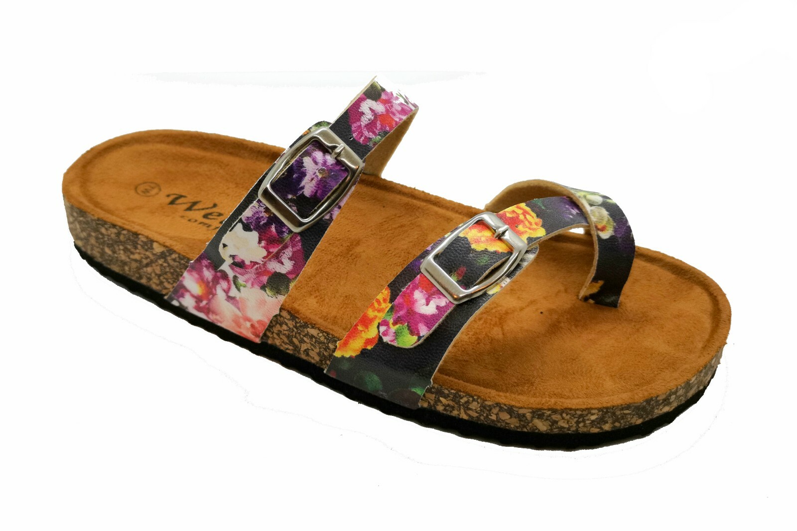 Women’s Slide Buckle T-Strap Cork Platform Flip Flop Shoes Sandals
