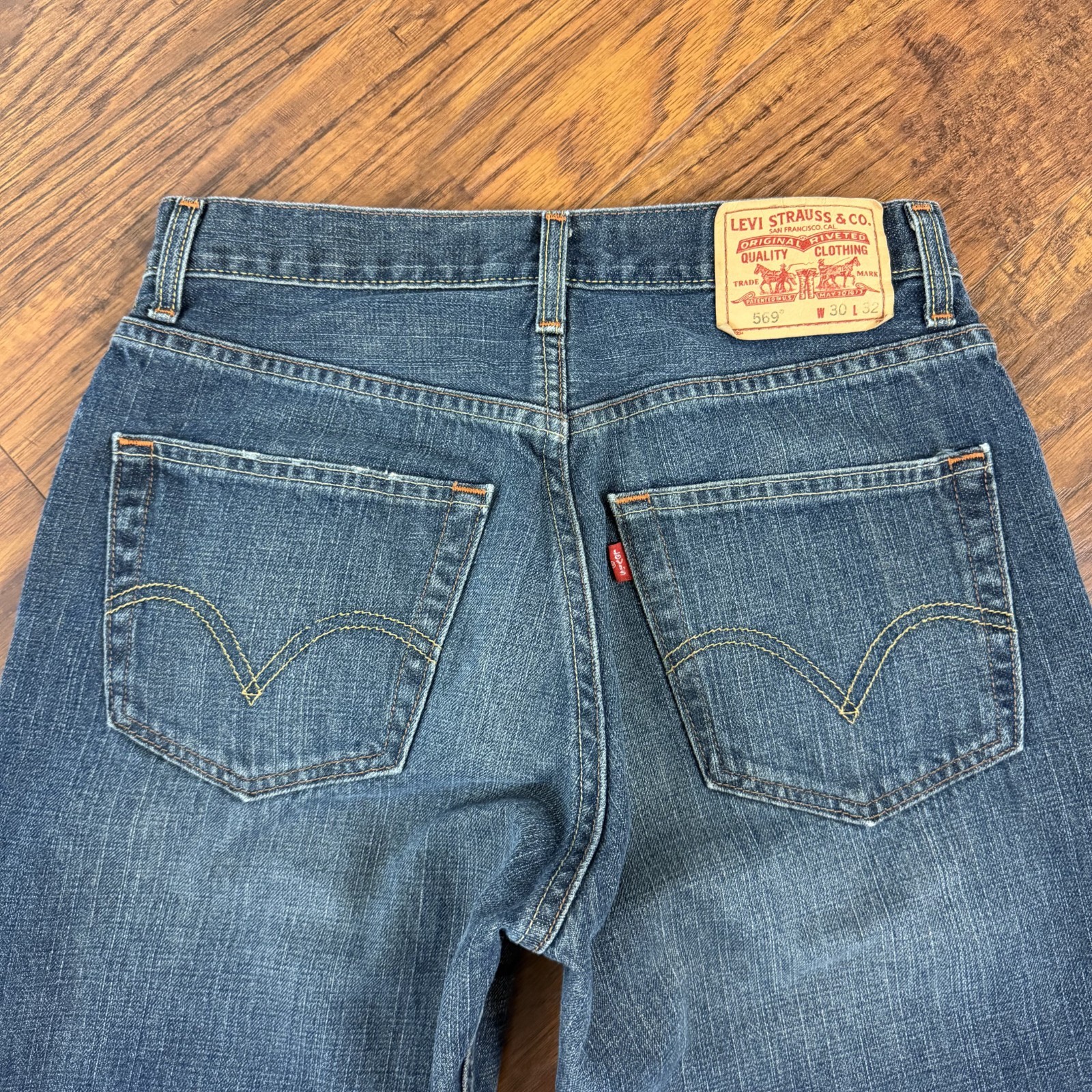 Levis 569 Jeans Men 30 (Fits 29×30) Blue Straight Loose Dark Wash Cotton Denim